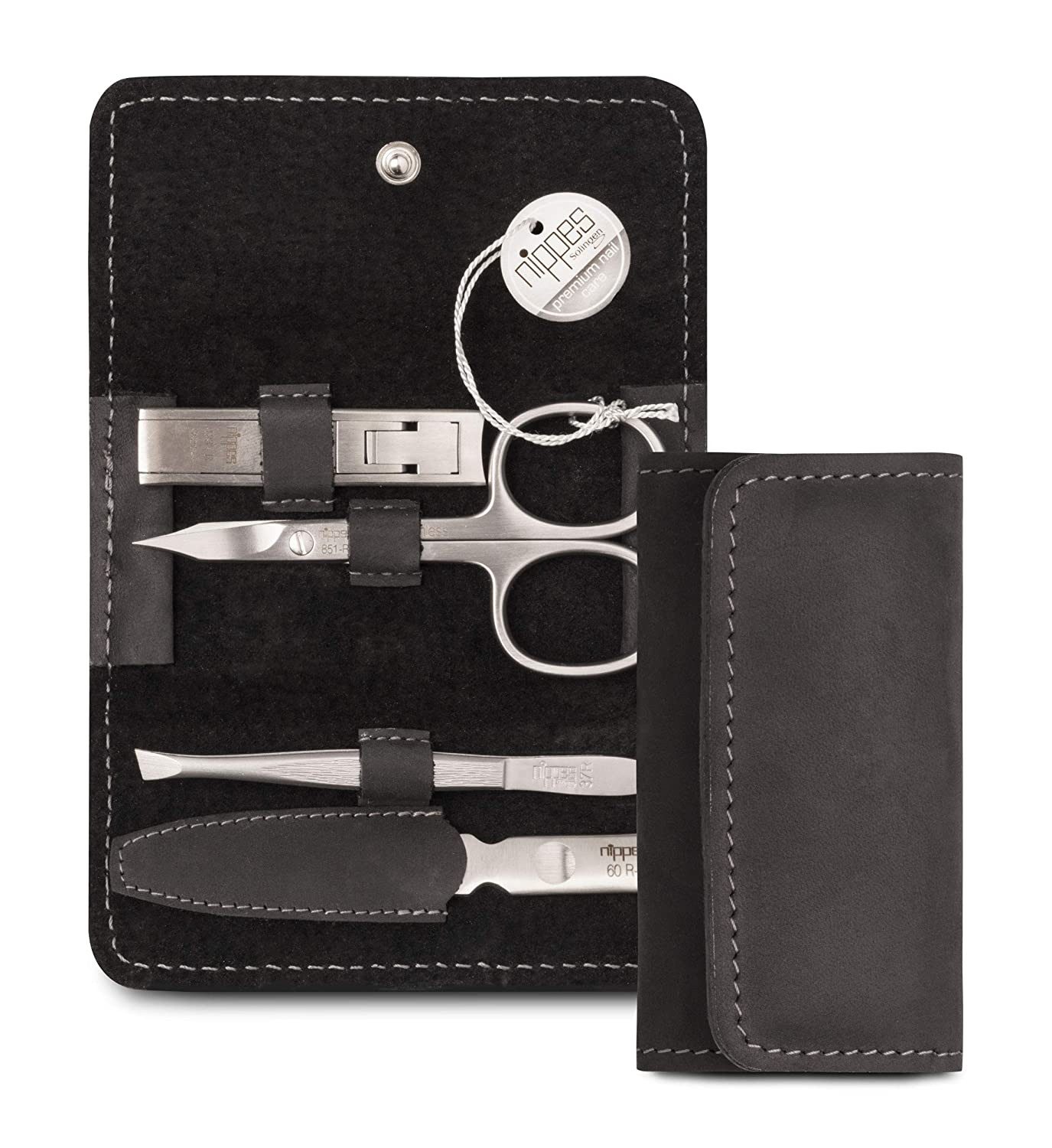 nippes Solingen Maniküre-Etui Maniküre Set Tabard mit Rindleder-Etui, Instrumente aus Edelstahl, 4 tlg.