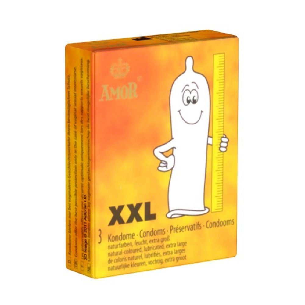 Amor XXL-Kondome XXL (mit nominaler Breite 54mm) die großen AMOR-Kondome, Packung mit, 3 St., größere Kondome, Kondome für mehr Platz und ein angenehmes Tragegefühl