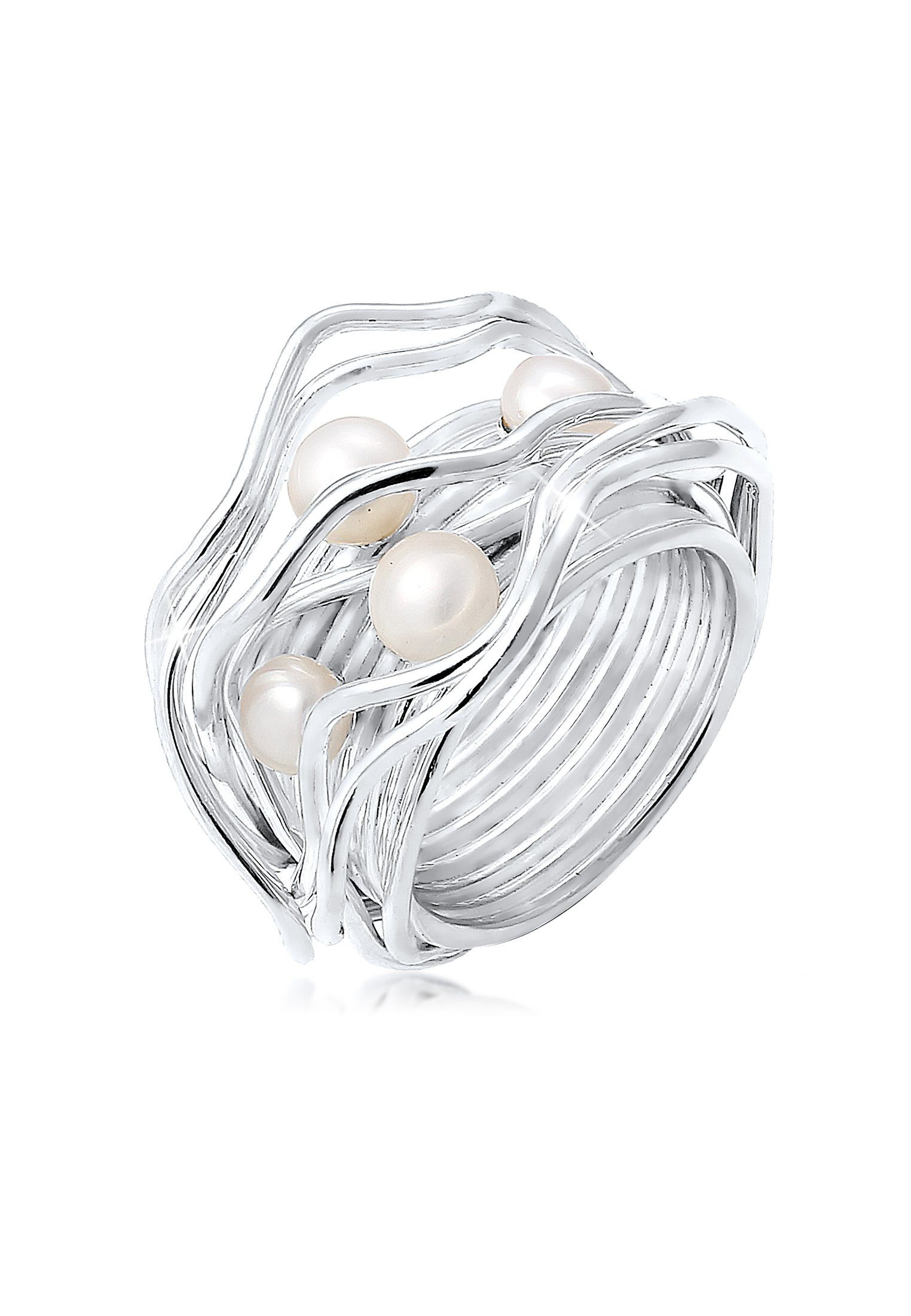 Perlen Süsswasserperlen Ring 925 Silber im modischen Design SONDERPREIS NEU 