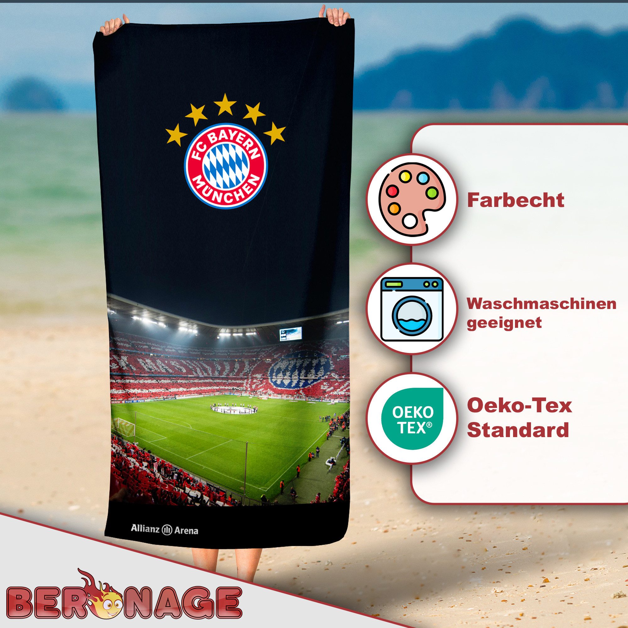 BERONAGE Strandtücher FC Bayern München Badetuch Allianz Arena 75x150 cm St günstig online kaufen