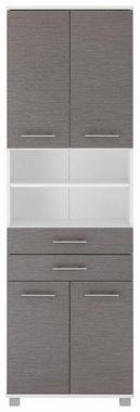 Schildmeyer Hochschrank Palermo, Breite 59 cm Metallbeschläge, 2 Schubladen