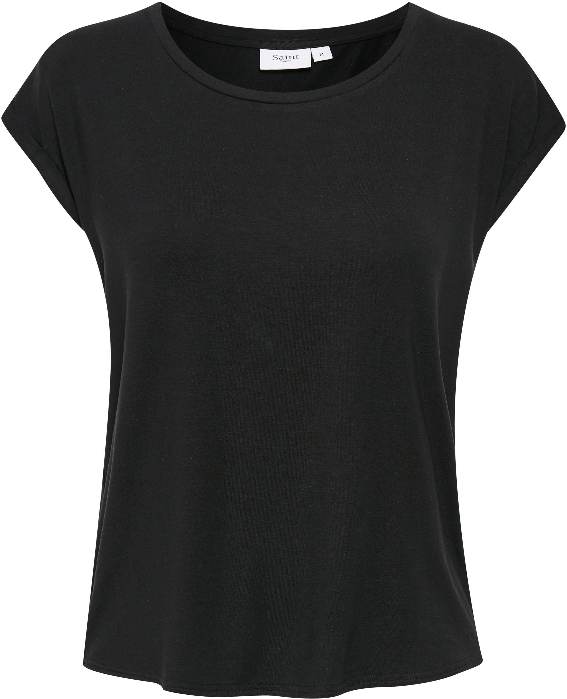 Basic black Qualität Saint edler Tropez Rundhalsshirt in LYOCELL