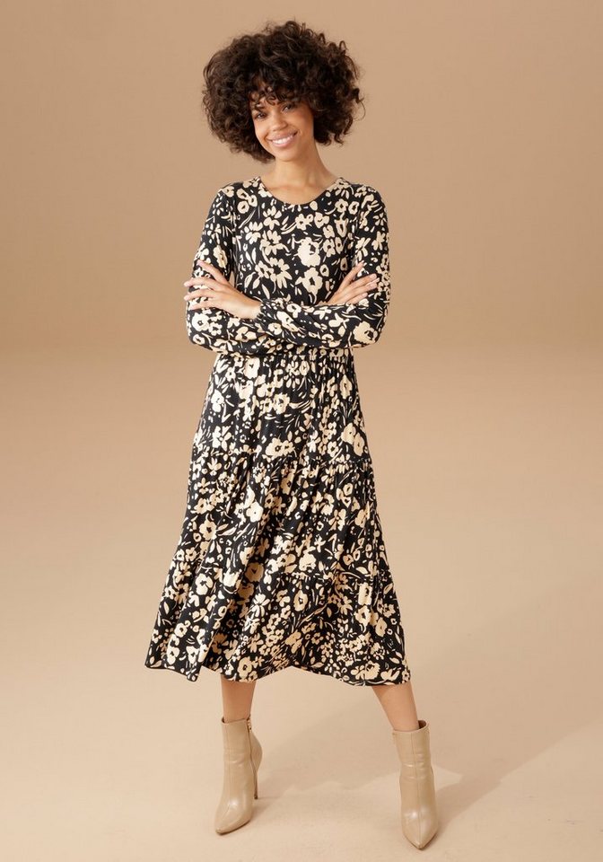 Aniston CASUAL Jerseykleid mit abstraktem Blumendruck