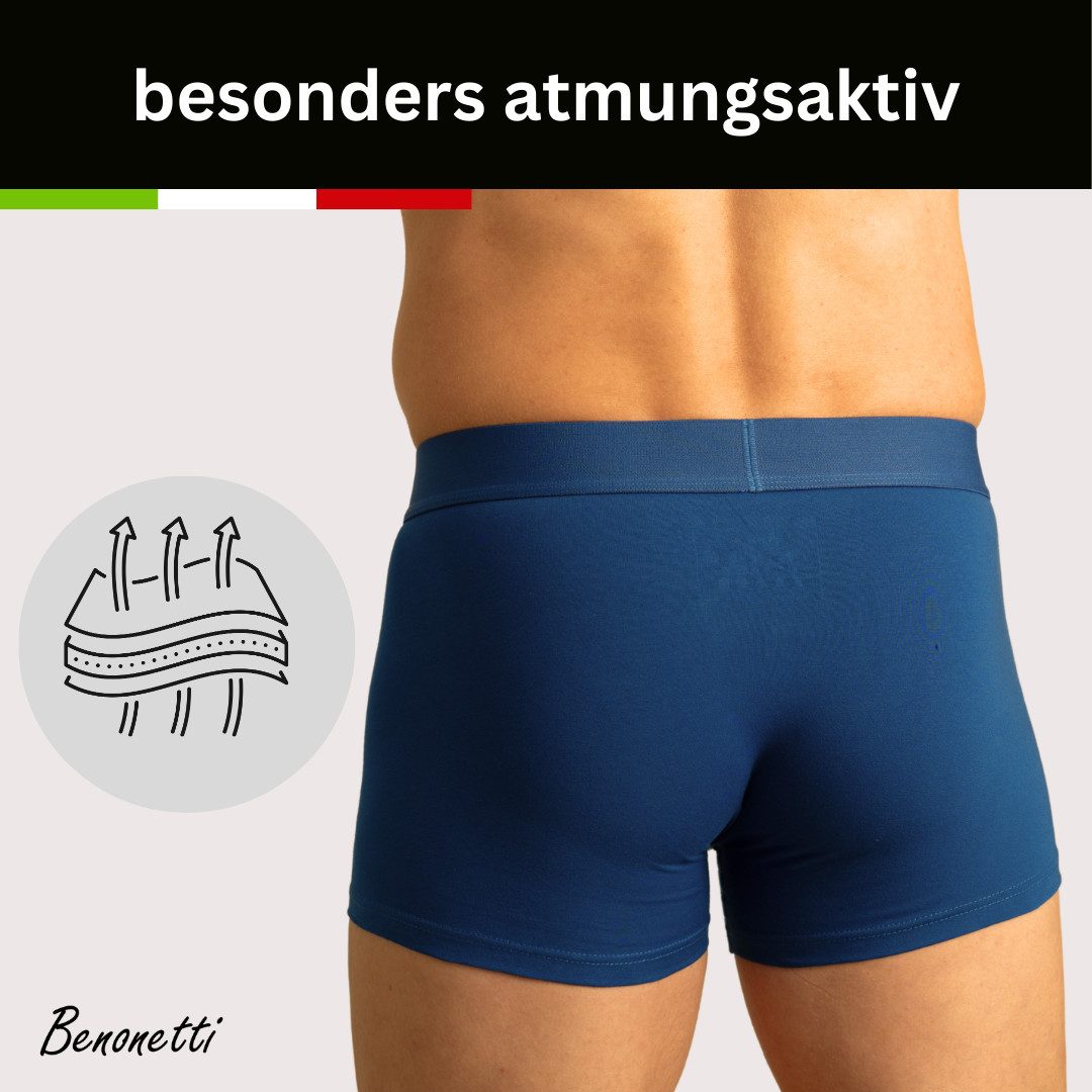 Benonetti Boxershorts Herren Baumwolle – Elastischer Bund Herren Boxershorts ohne Aufrollen (6-St) Mit Komfortbund und Logo, ohne kratzenden Zettel