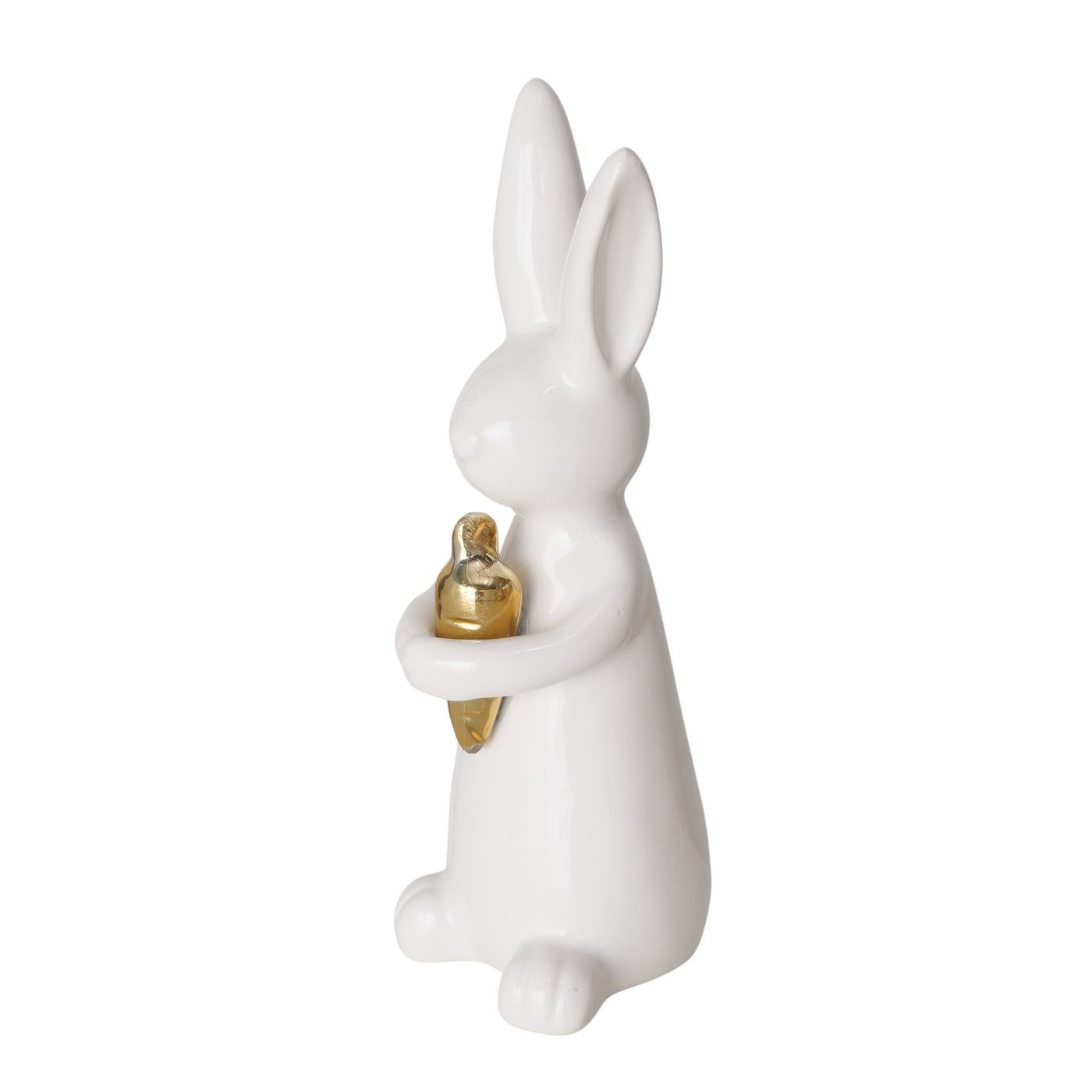 BOLTZE Osterfigur Keramik Deko Hase Hopsi Weiß Gold Handarbeit (1 St)