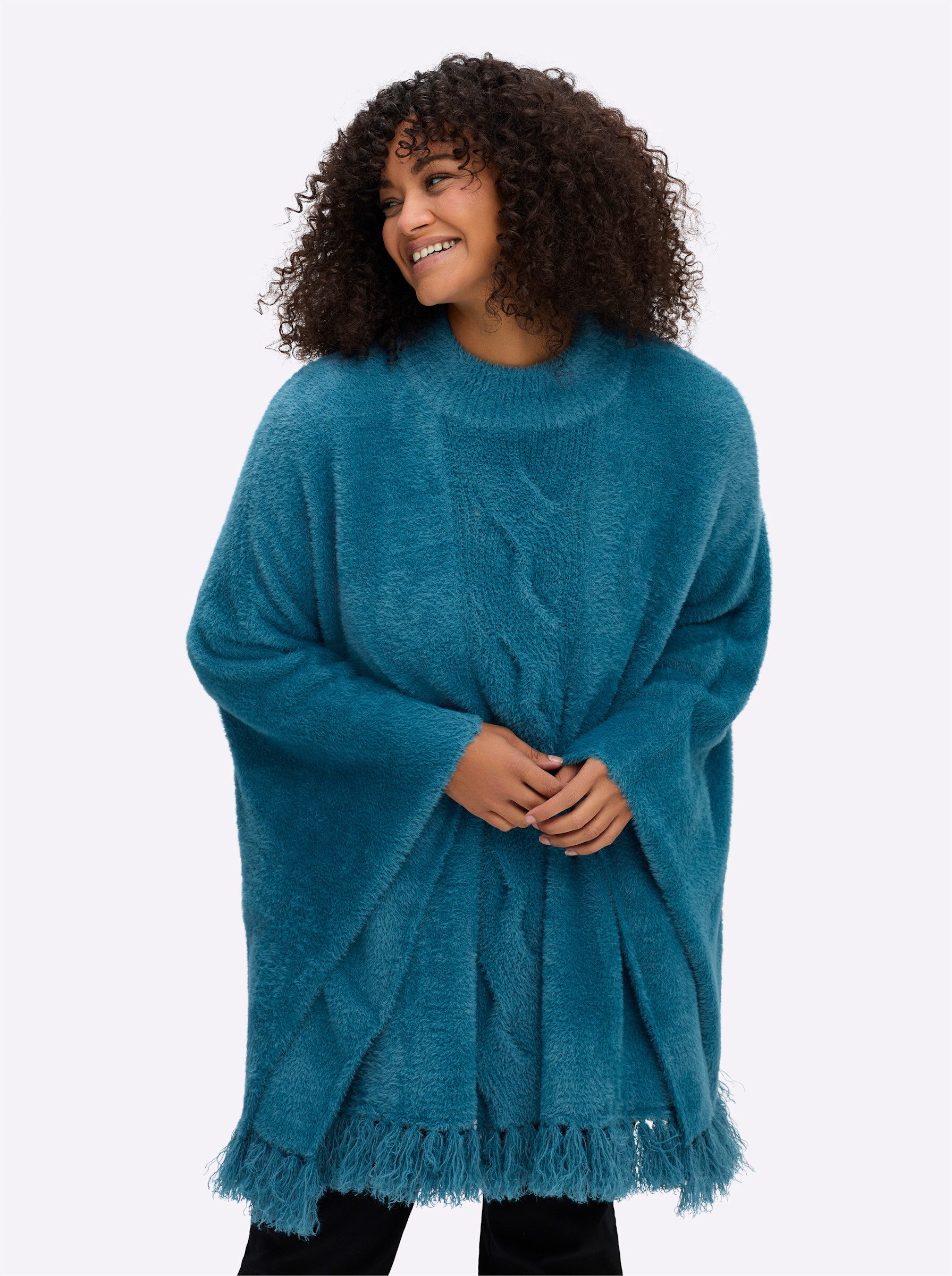 Sheego Strickponcho Strickponcho . Länge ca. 76 cm günstig online kaufen