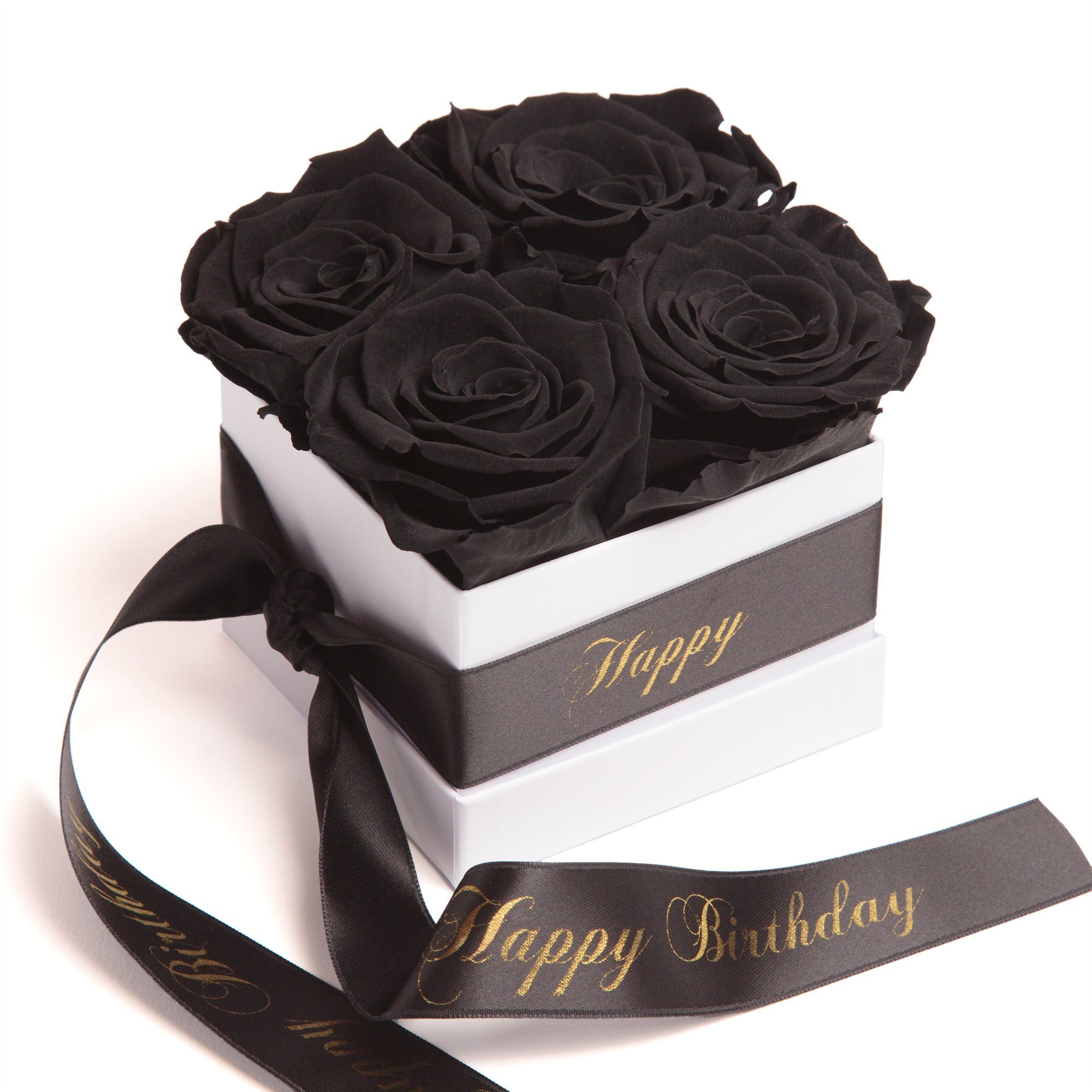 Kunstblume Infinity Rosen Rosenbox Happy Birthday Geburtstag Geschenk für Frauen Rose, ROSEMARIE SCHULZ Heidelberg, Höhe 8.5 cm, echte Rosen lang haltbar, Made in Germany