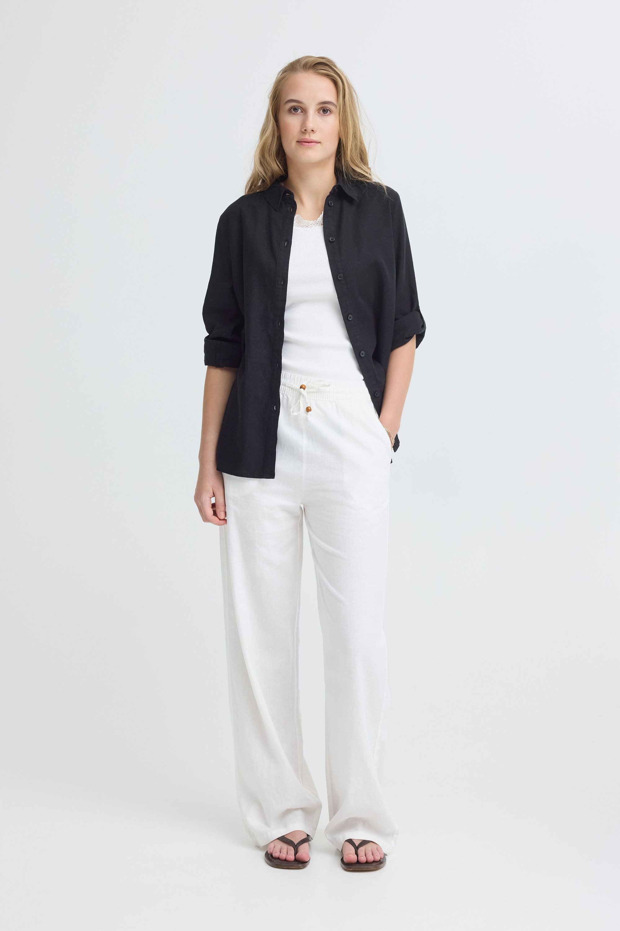 OXMO Leinenhose OXAlfa Lockere Leinen-Mix-Hose - Loose Fit