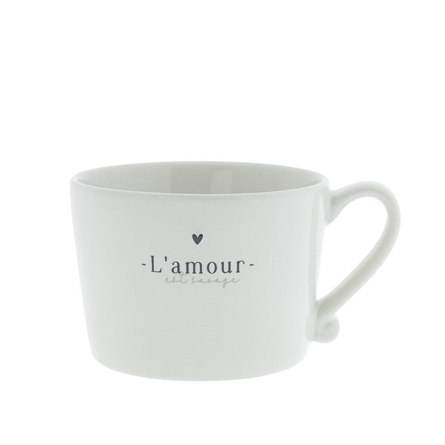 Bastion Collections Tasse Schwarzes Herz, Keramik, Spülmaschinengeeignet, Weiß, Motiv: Herz