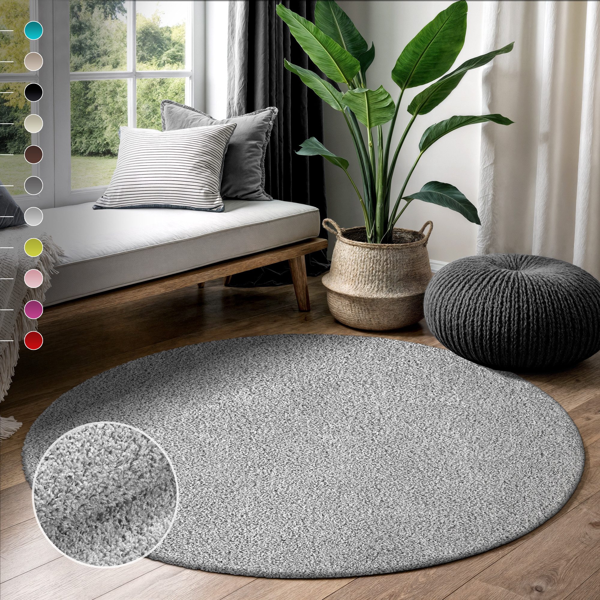 Sanat Hochflor-Teppich LOCA, auch als Läufer und in Rund, rund, Höhe: 30 mm, Wohnzimmer, Langflor, Shaggy, Schlafzimmer