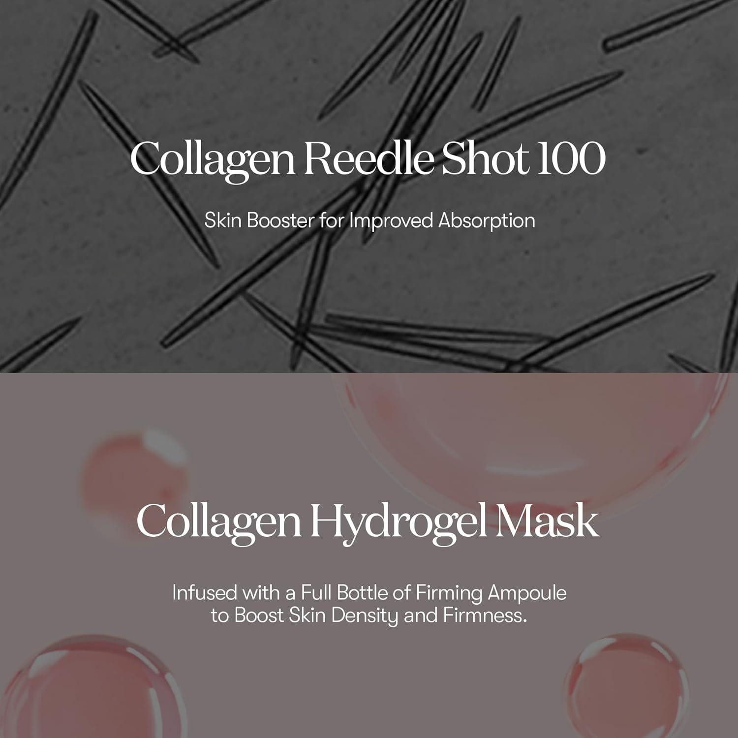 VT Cosmetics Gesichtsmasken-Set Collagen Reedle Shot 100 2Step Hydrogel Maske – 2-Phasen- -Gesichtsmaske mit Mikronadel-Technologie, Kollagen, Centella, Asiatica & Niacinamide – für straffe, pralle & regenerierte Haut – 1St