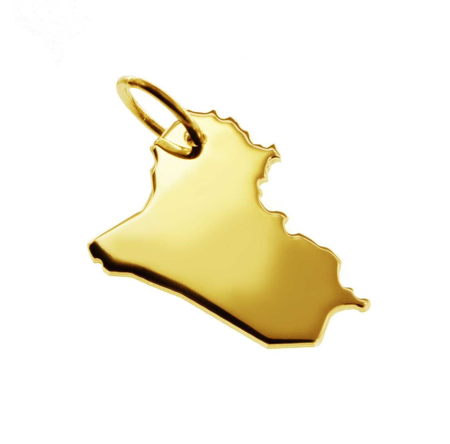 Kettenanhänger Anhänger der Landkarte Irak in massiv 333 Gelbgold