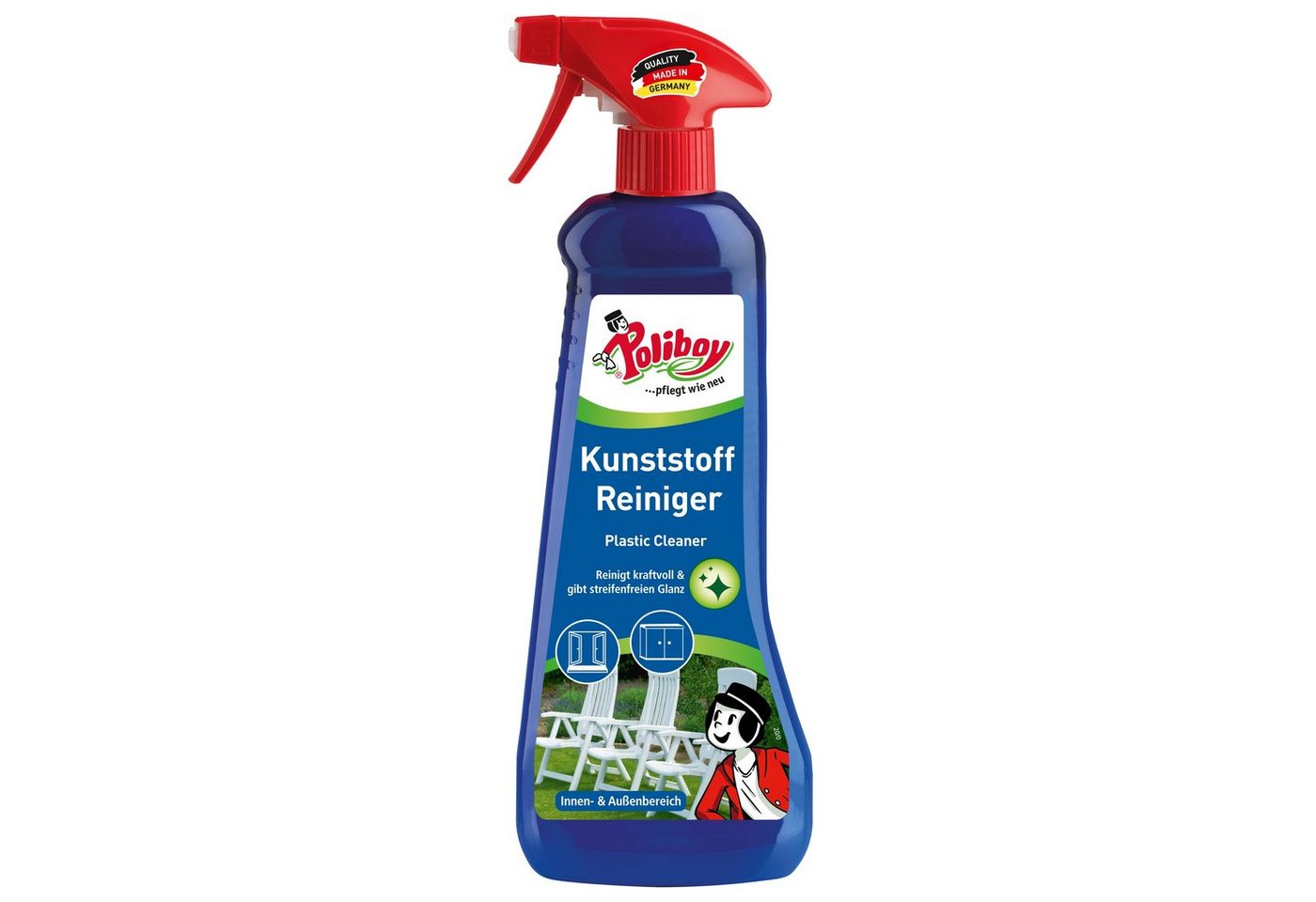 poliboy Oberflächenreiniger - 500 ml Kunststoffreiniger (gegen Verschmutzungen auf Kunststoffflächen - Made in Germany)