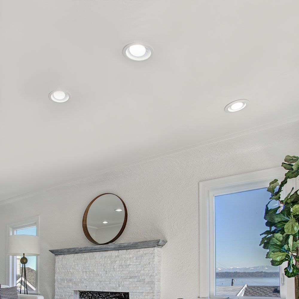 Einbaustrahler, LED Wohn Decken Spot Warmweiß, LED weiß rund Zimmer etc-shop Set Lampen Leuchten inklusive, Einbau 3er Leuchtmittel