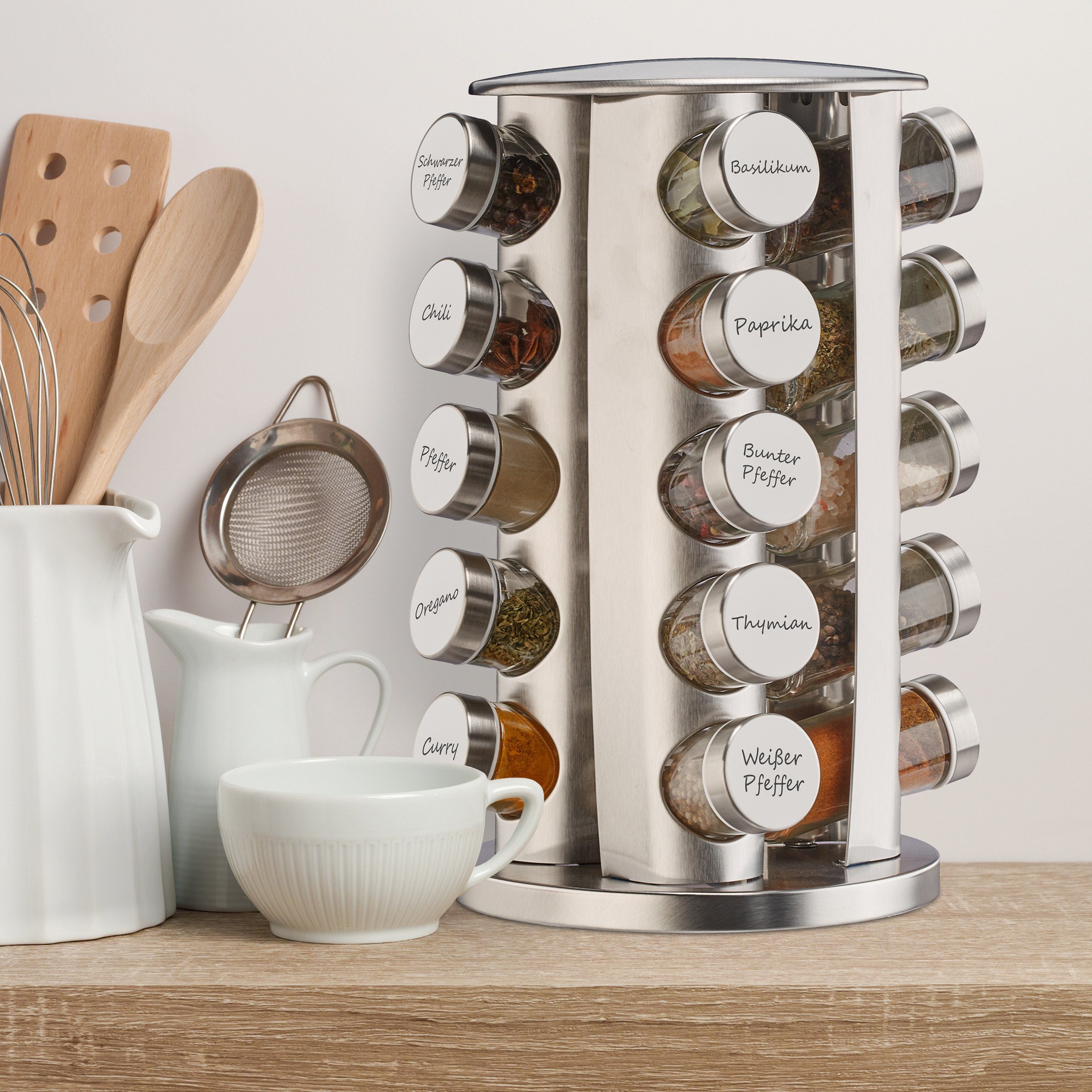 relaxdays Gewürzkarussell Drehbares Gewürzkarussell mit 20 Gläsern, (20-tlg) – Bild 5 von 5