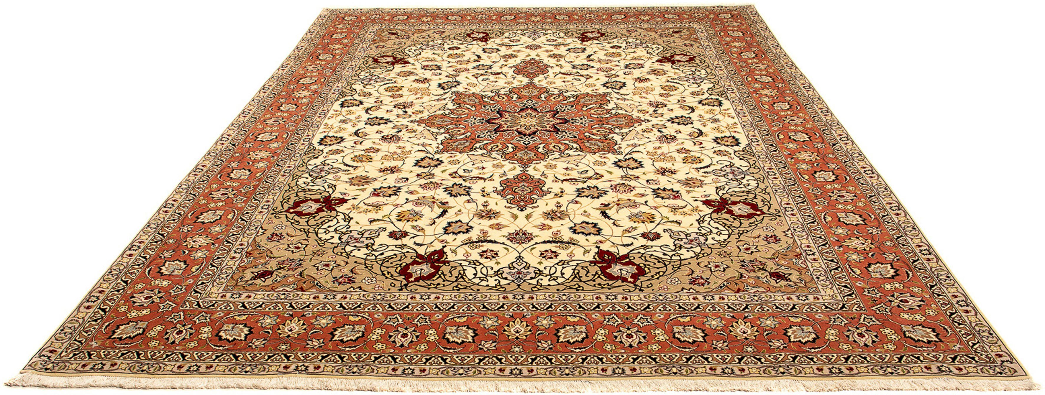 Orientteppich Perser - Täbriz - Royal - 345 x 253 cm - beige, morgenland, rechteckig, Höhe: 7 mm, Wohnzimmer, Handgeknüpft, Einzelstück mit Zertifikat