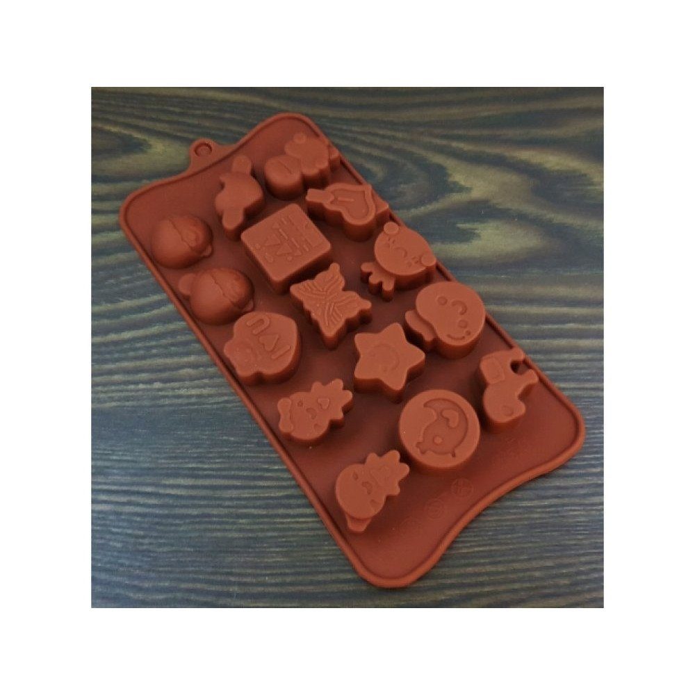 Silikonform Silikonform für Schokolade Pralinen verschiedene Motive 15 Stück, (1-tlg)