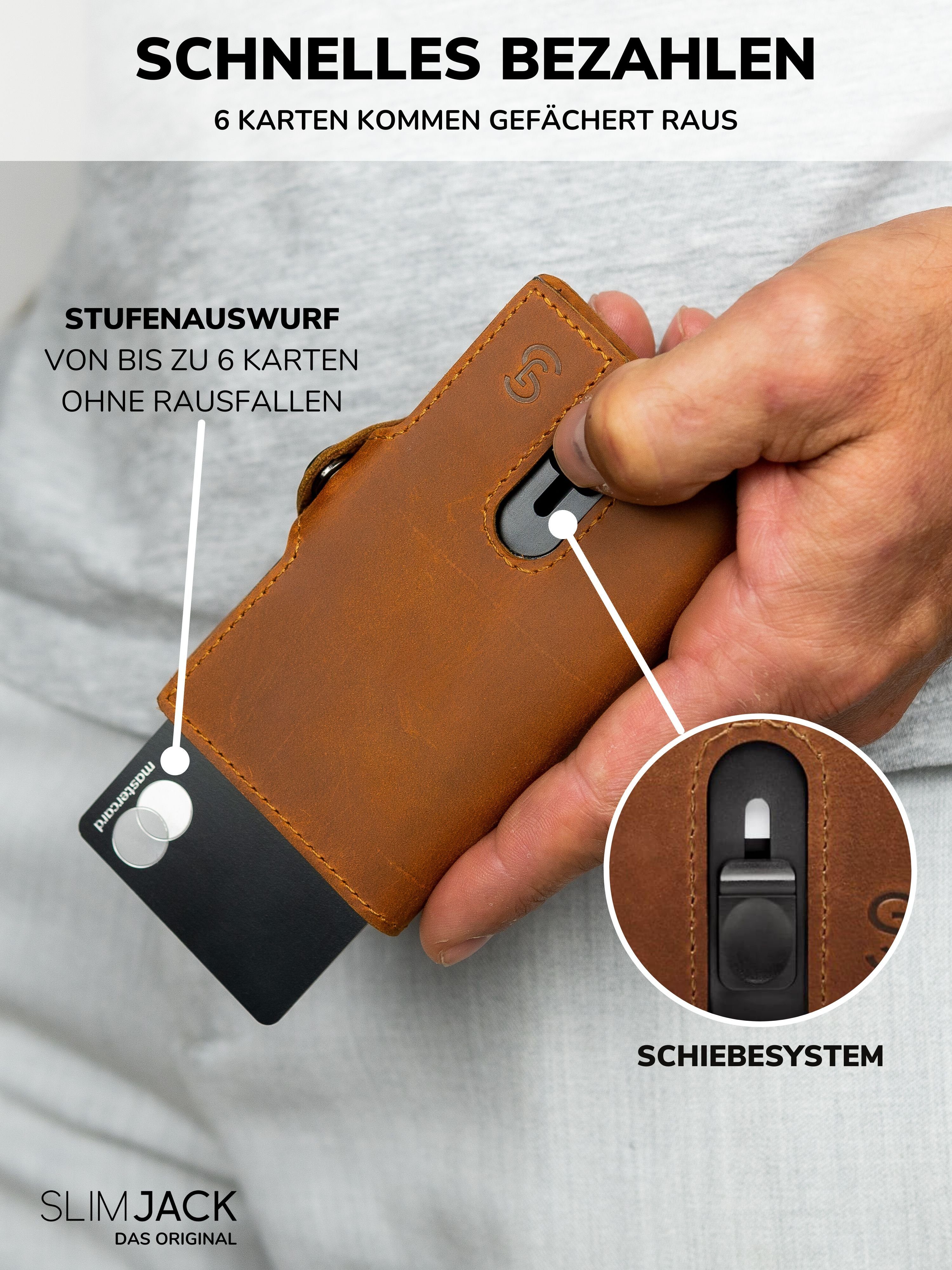 SLIMJACK Mini Geldbörse Herren - echt Leder - Münzfach RFID-Schutz - Cardho günstig online kaufen