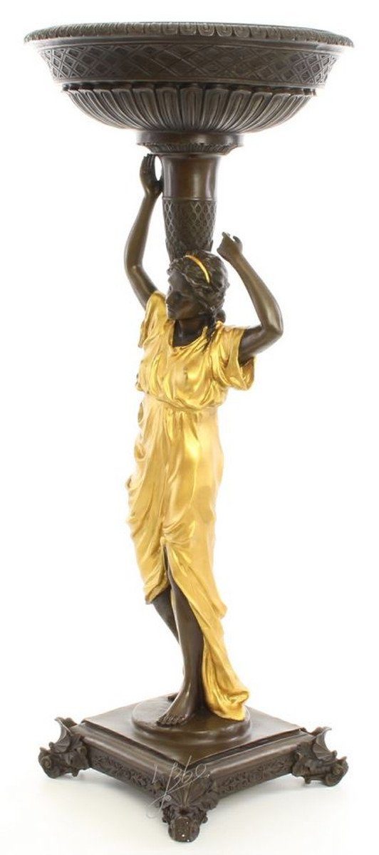 Casa Padrino Dekofigur Jugendstil Blumentopfständer x x Gold 33,2 H. Bronzefigur Luxus 76,4 / - 33,2 cm Bronze