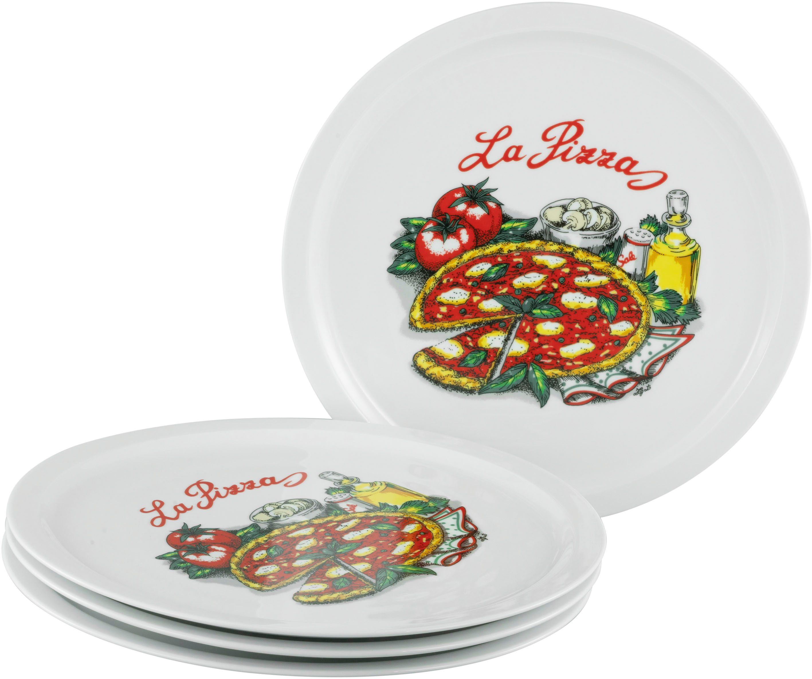 CreaTable Pizzateller Milano La Pizza, Teller Set, 4-tlg., (4 St), Vielseitig einsetzbar, Europäische Qualität