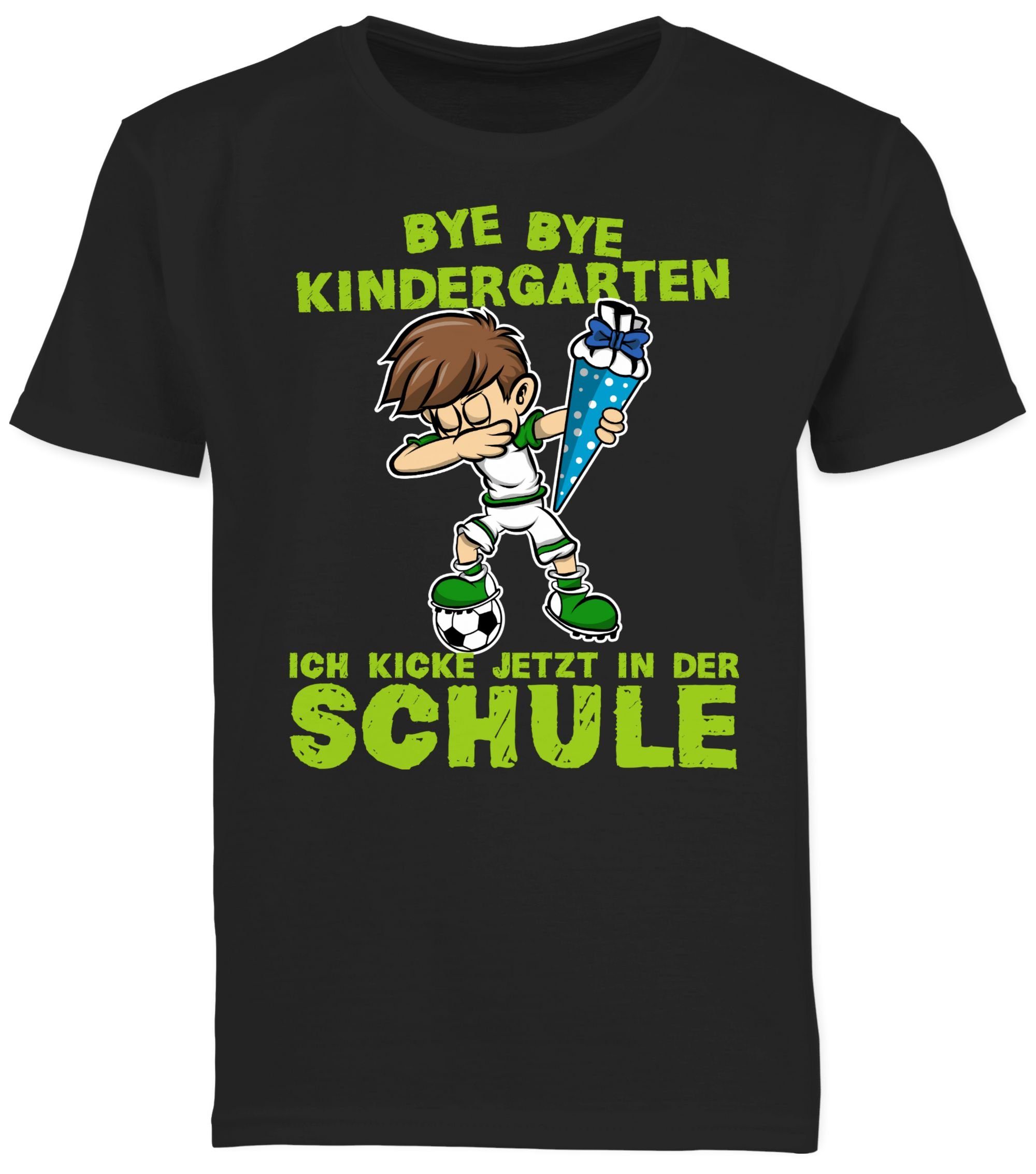Shirtracer T-Shirt Bye Bye Kindergarten ich kicke jetzt in der Schule Dabbing Junge Fußba (1-tlg) Einschulung Junge Schulanfang Geschenke