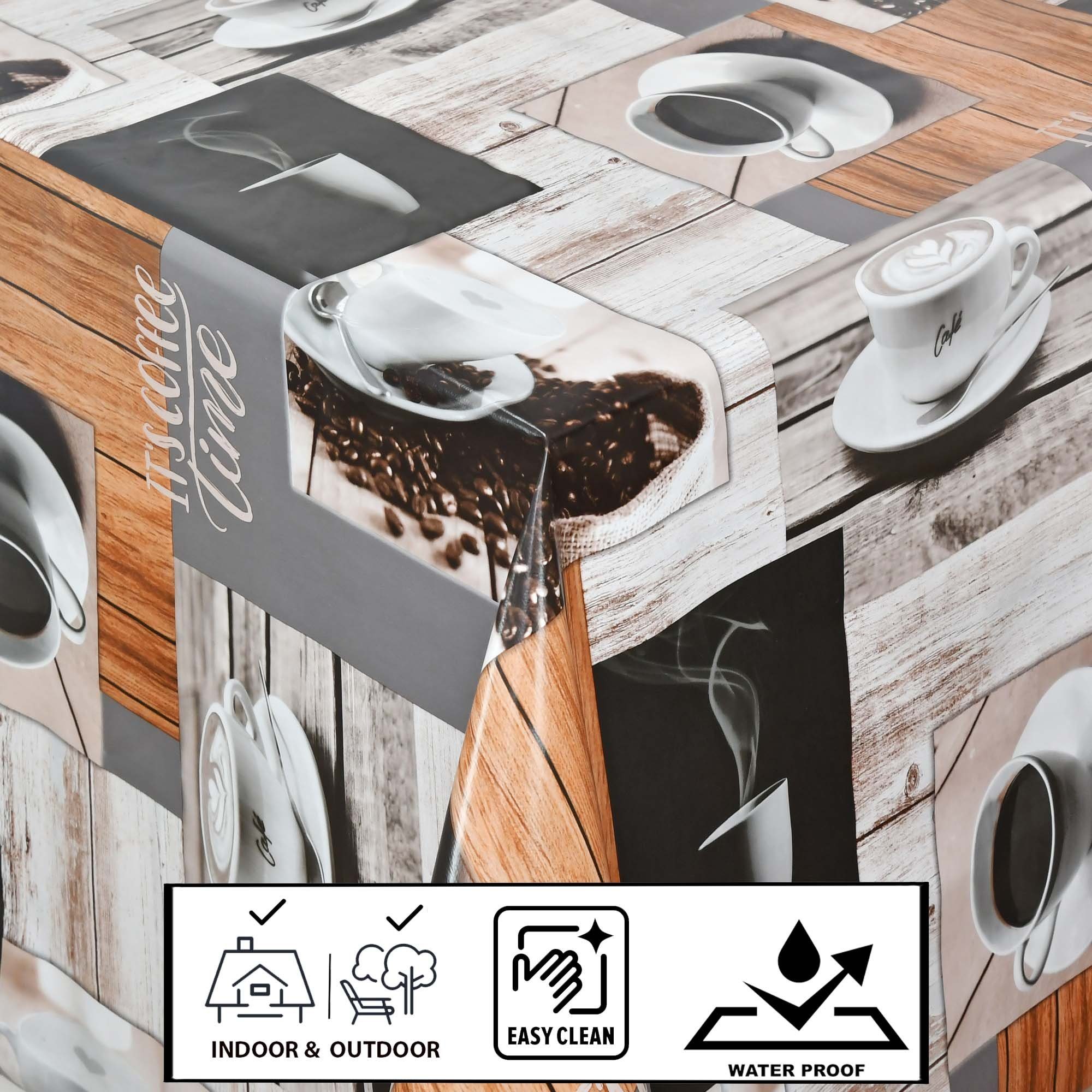 Moderno Tischdecke Wachstuch Tischdecke abwaschbar Kaffee-Motiv Braun für G günstig online kaufen