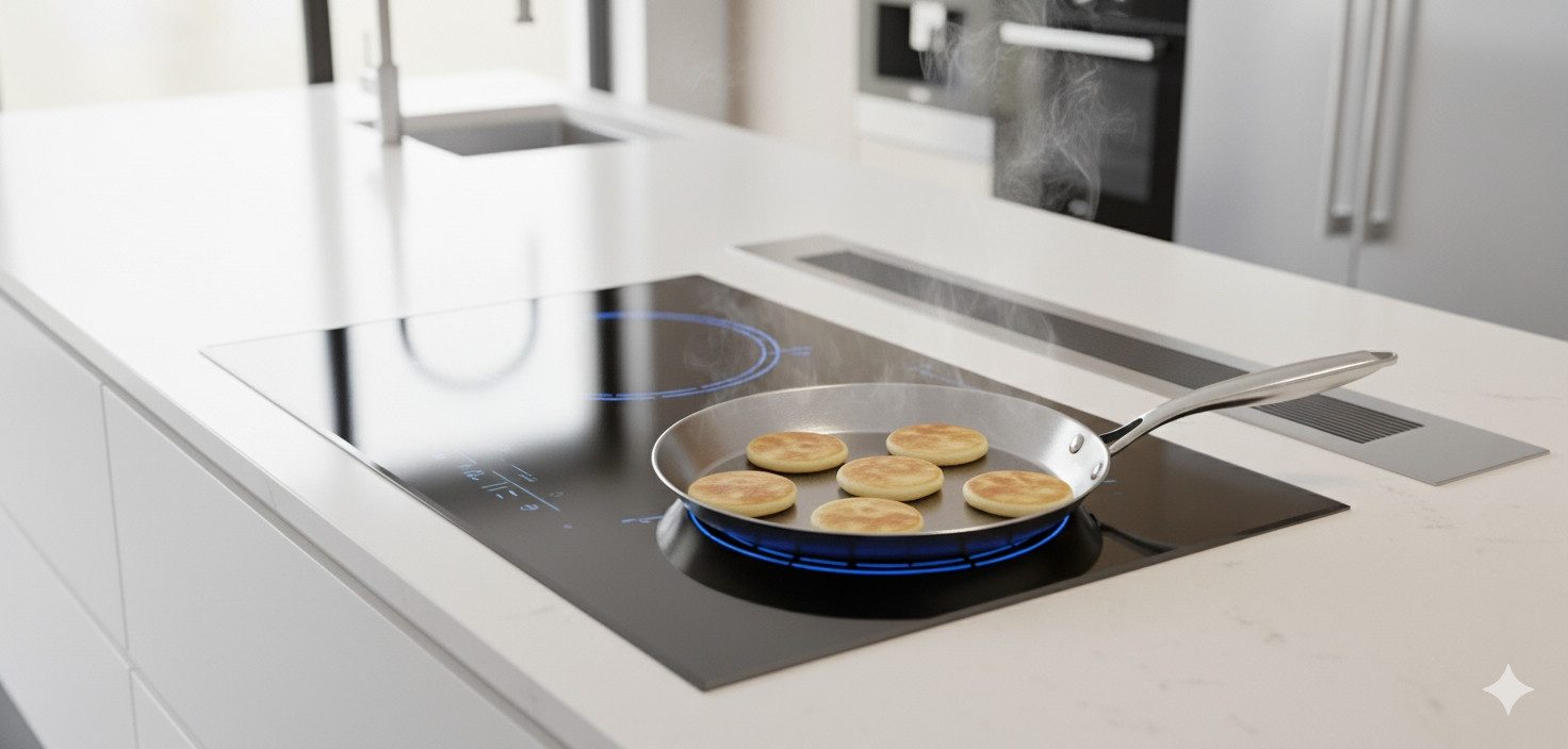 Cheffinger Crêpepfanne Pfannkuchen Crepes Pancake Pfanne Edelstahl Ø28cm Induktion, Material: Edelstahl