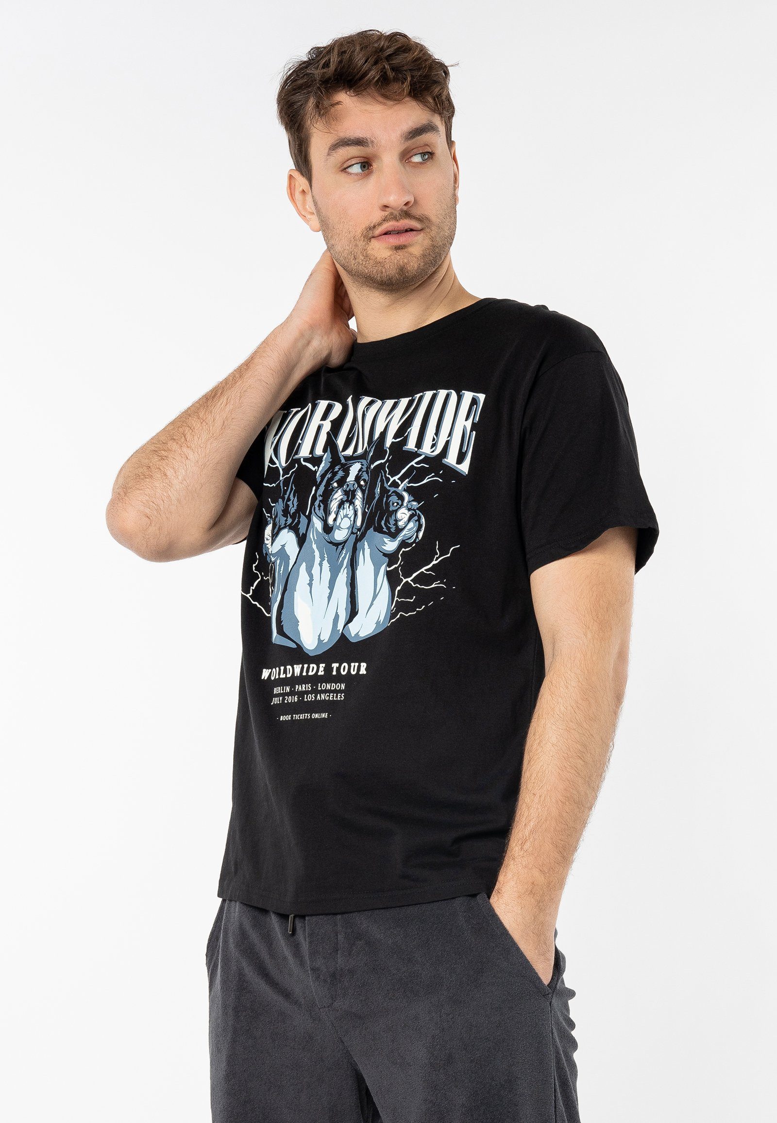 SUBLEVEL T-Shirt T-Shirt mit Print DOGS black