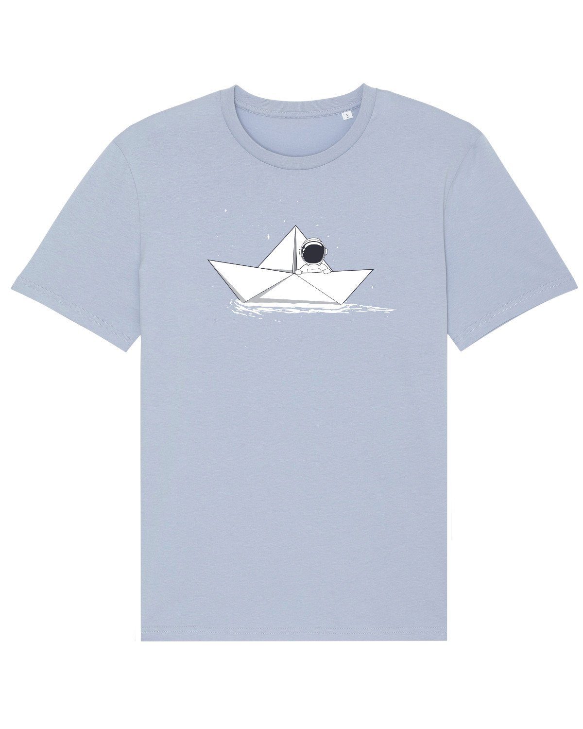 wat? Apparel Print-Shirt Astronaut in paper boat (1-tlg) Serene Blue | T-Shirts
