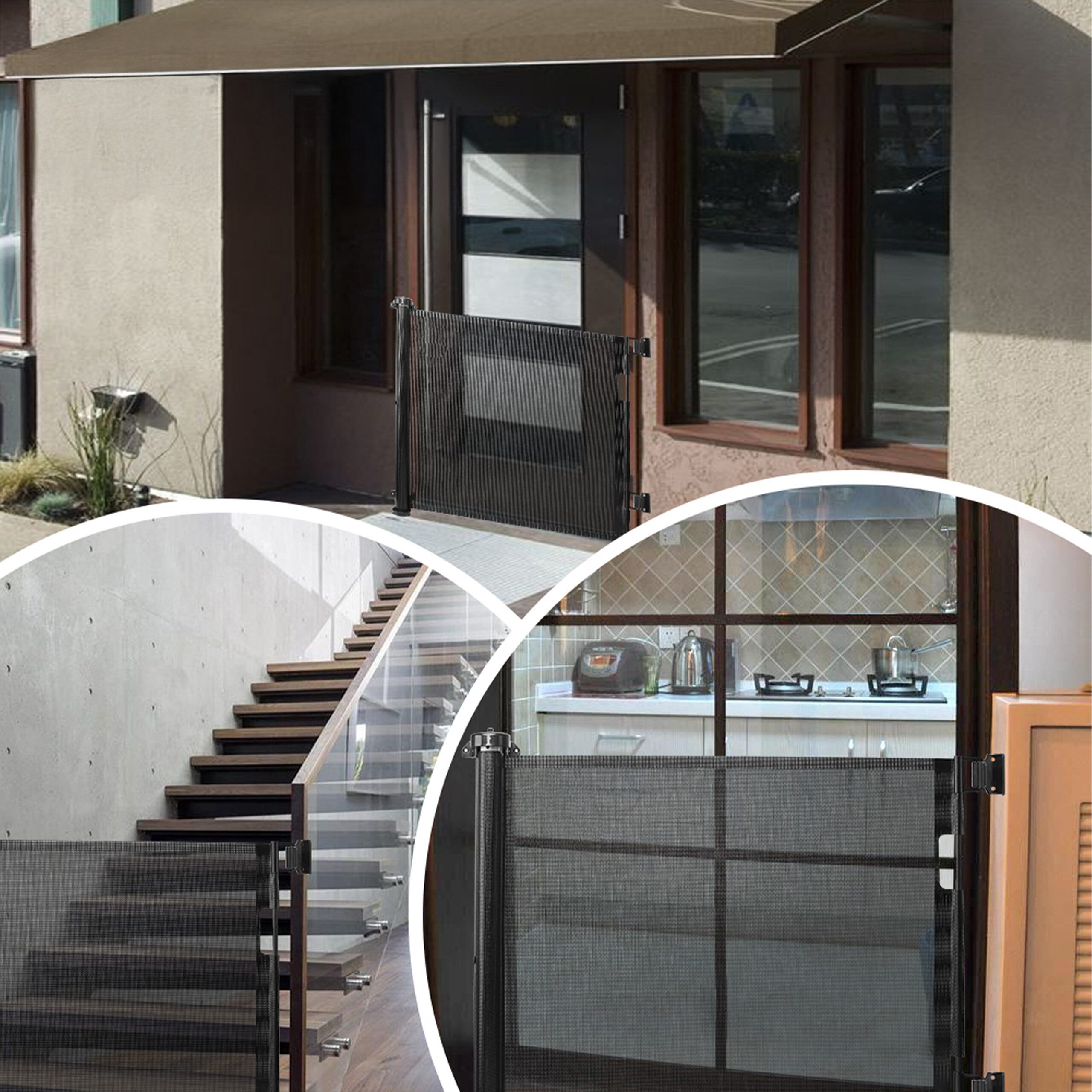 relaxdays Universalschutzgitter Ausziehbares Türschutzgitter, schwarz günstig online kaufen