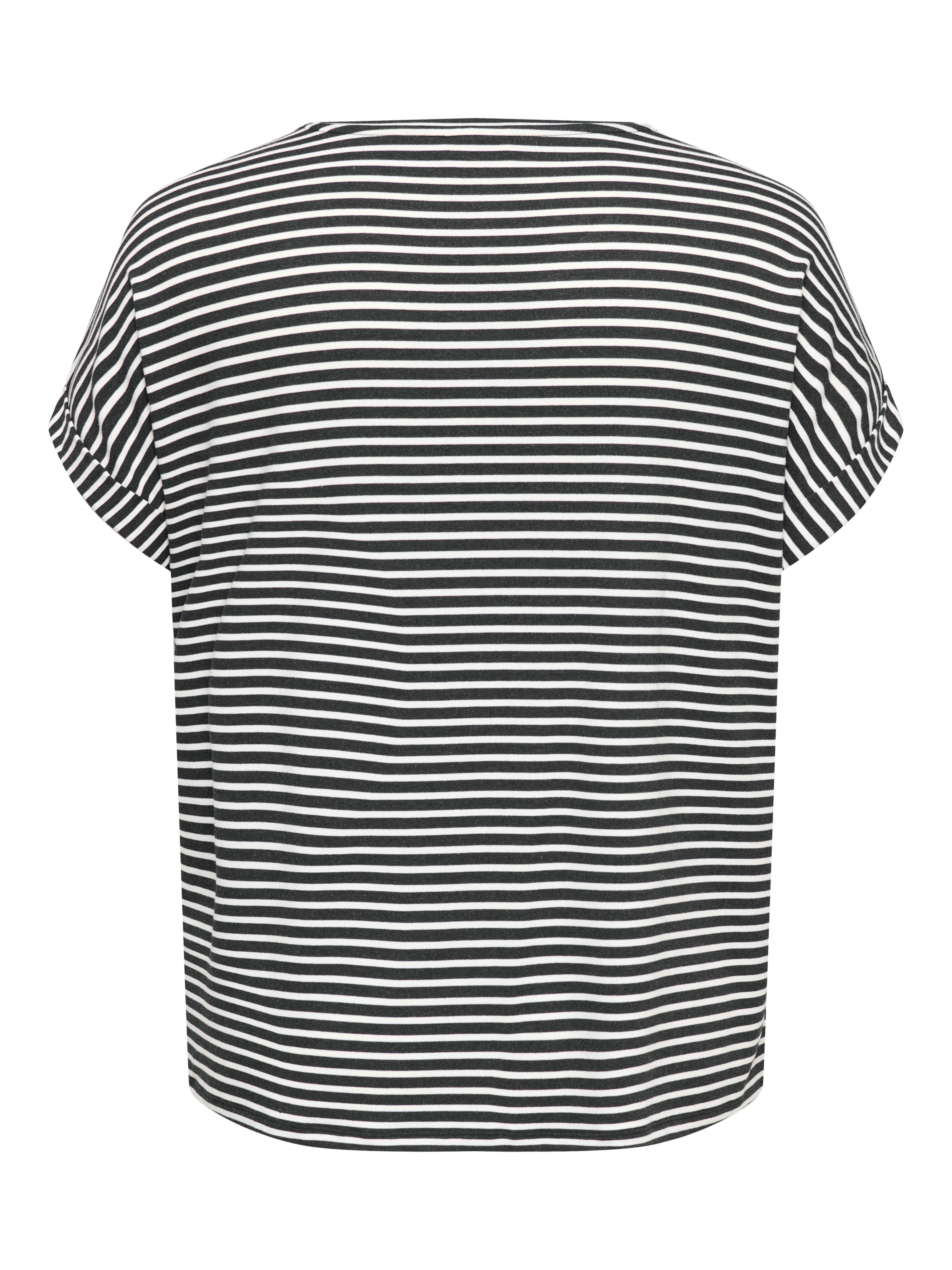 ONLY CARMAKOMA Kurzarmshirt CARMOSTER STRIPE S/S O-NECK TOP JRS NOOS Viskosemischung, regular fit