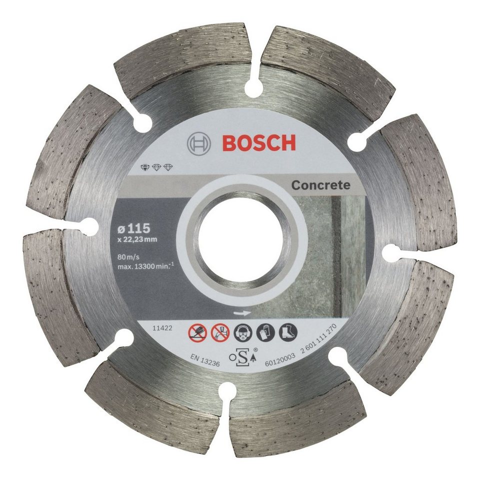 BOSCH Trennscheibe, Ø 115 mm, (10 Stück), Standard for Concrete  Diamanttrennscheibe - 115 x 22,23 x 1,6 x 10