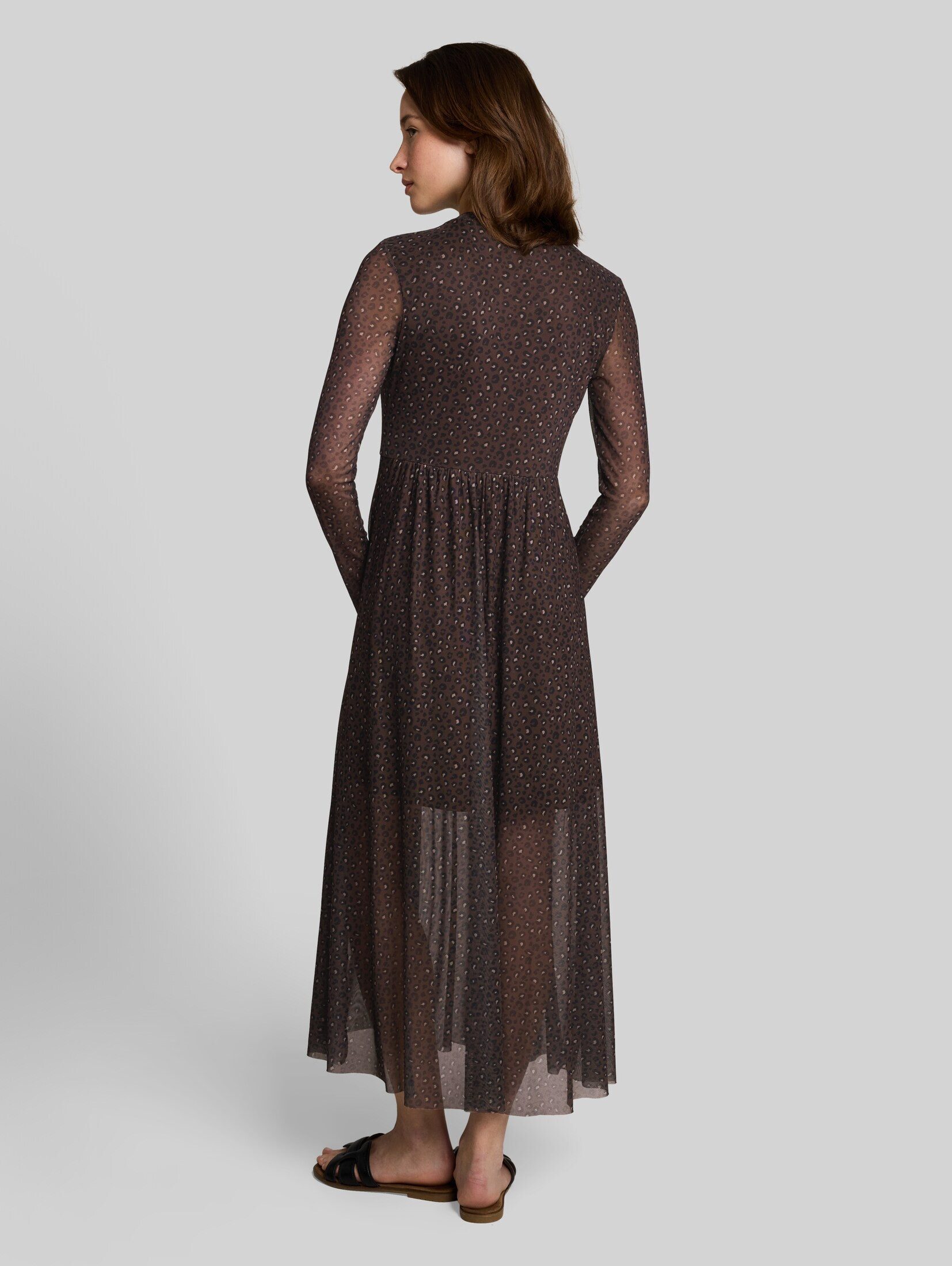 TOM TAILOR Denim Sommerkleid Kleider & Jumpsuits Fitted Mesh Midi-Kleid mit Animal-Print