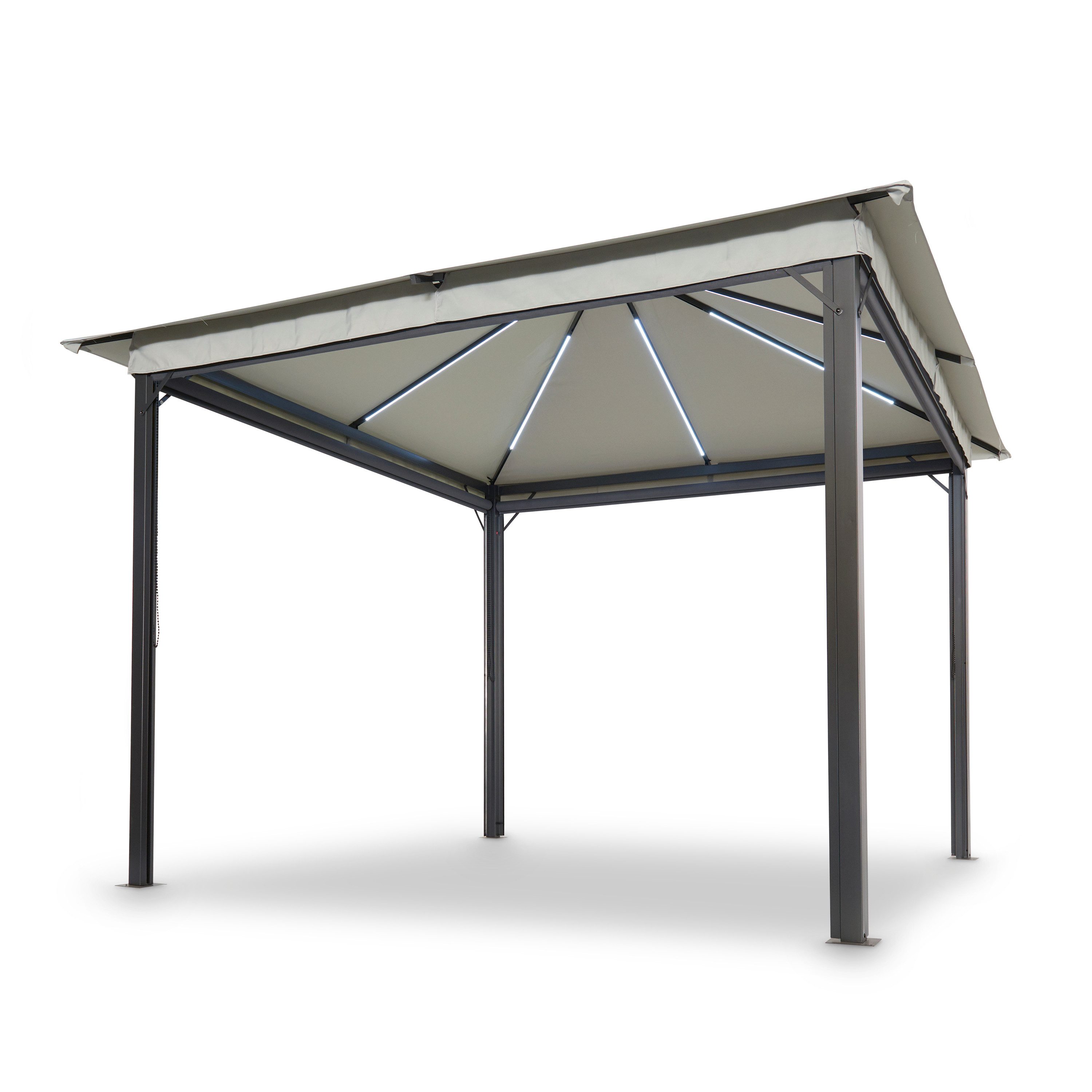 Leco Pavillon-Ersatzdach Dachtextil zum Solarpavillon Lina 3x3m lichtgrau, 180 g/m², 100% Polyestergewebe ca. 180g/m², lichtgrau