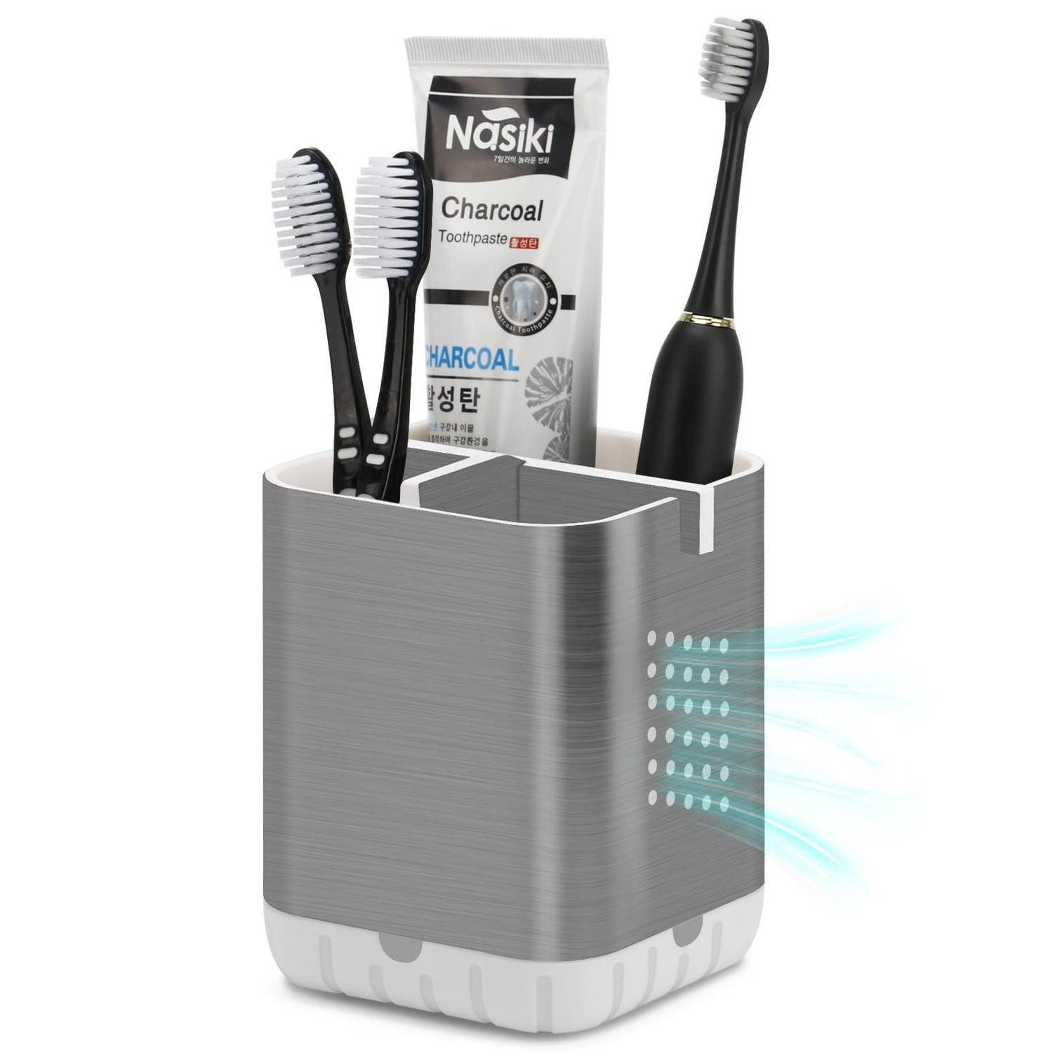 LuxusKollektion Zahnbürstenhalter Zahnbürstenhalter Gebürstetes Silber, (1-St)