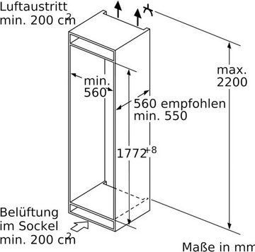 BOSCH Einbaukühlschrank 6 KIR81AFE0, 177,2 cm hoch, 55,8 cm breit