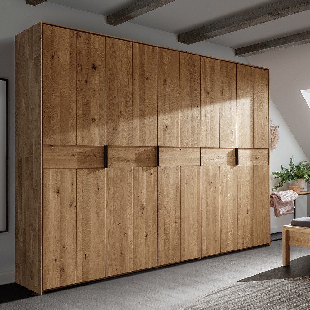 Lomadox Kleiderschrank AVELLINO-137 Garderobenschrank Schlafzimmerschrank Massivholz Schrank Eiche