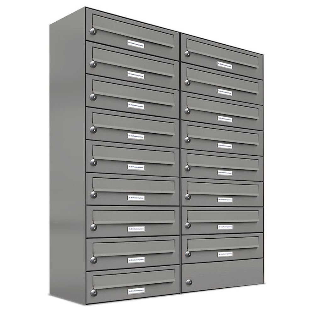 Aluminiumgrau RAL Wand Briefkastensysteme 2x9 9007 17er Außen für AL Wandbriefkasten Premium Briefkasten