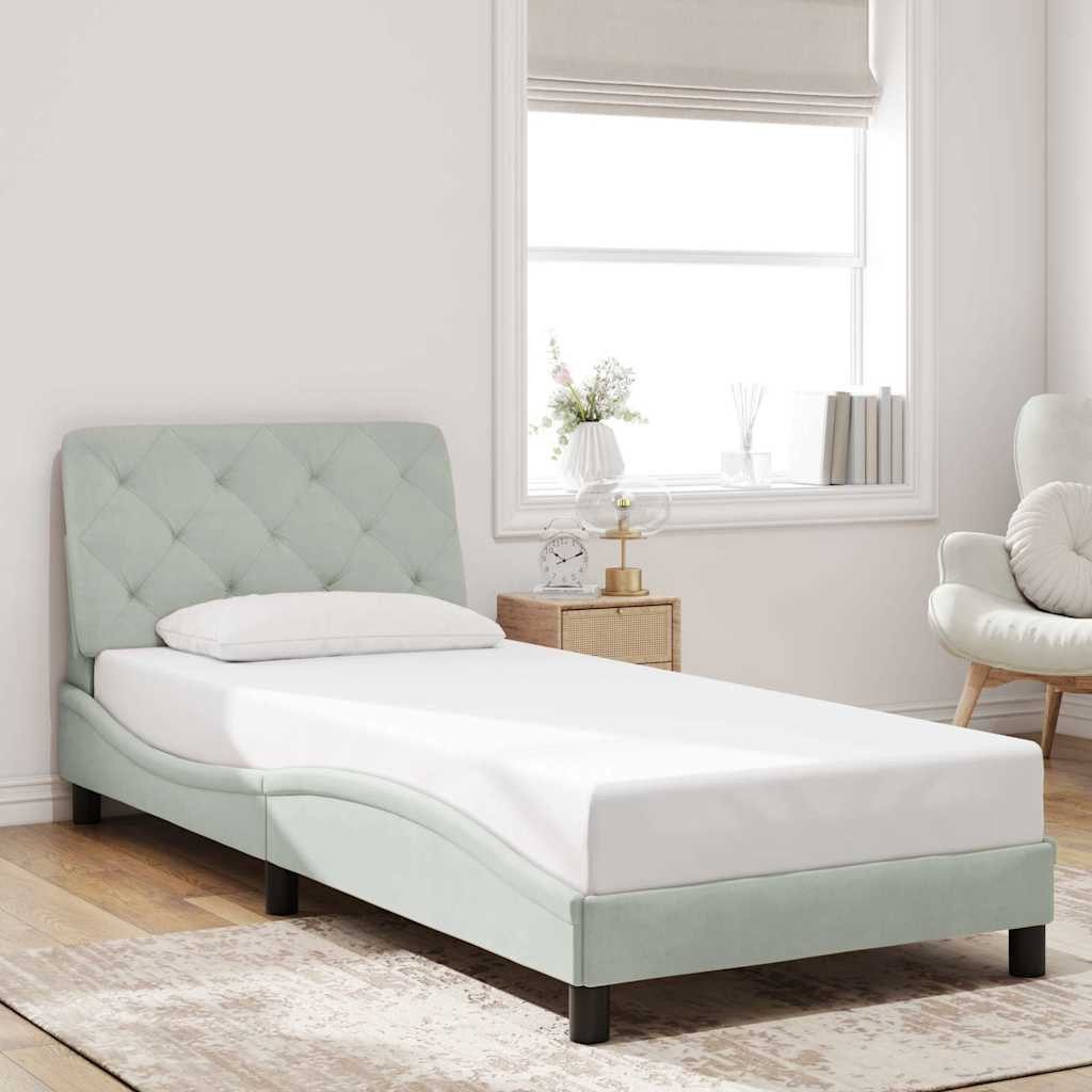vidaXL Bett Bettgestell ohne Matratze Hellgrau 90x190 cm Samt