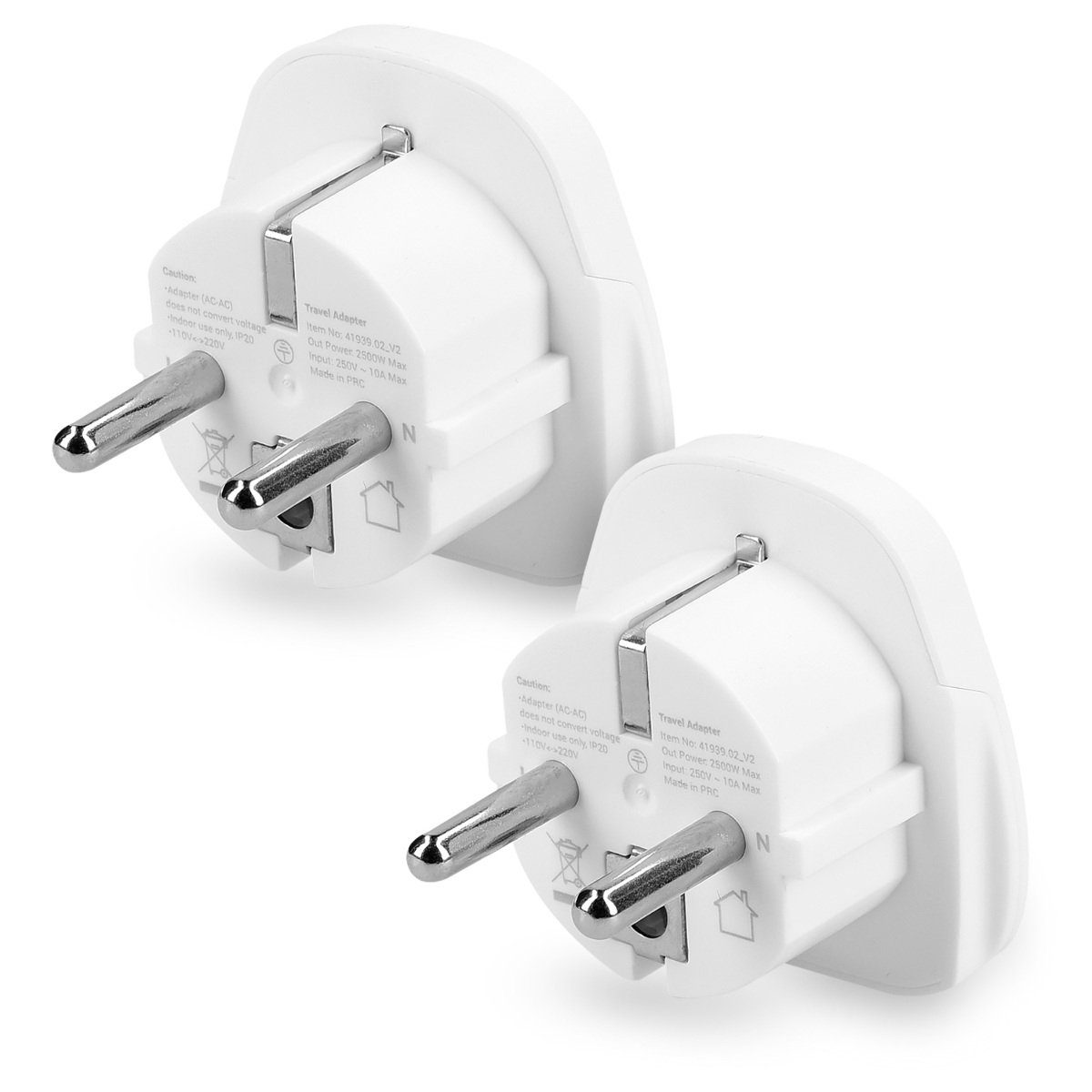 kwmobile 2x UK auf DE Schuko Reiseadapter - Typ F für Typ G Stecker Adapter, 5.80 cm