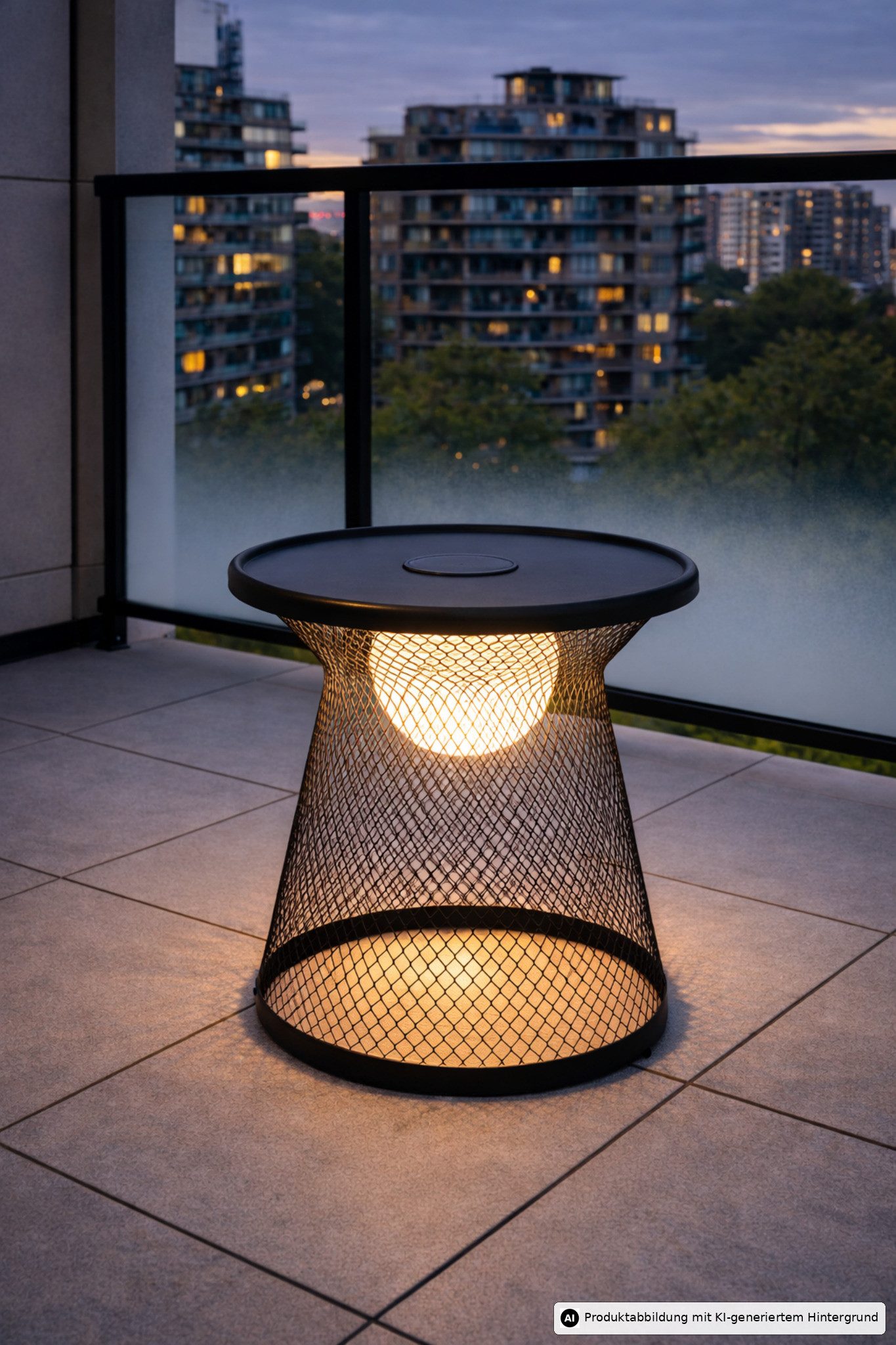 Leco LED Außen-Stehlampe Gartenleuchte Gartenlicht Terrassenlicht Solarleuchte Solartisch LUNA, LED fest integriert, warmweiß, 3000k, Stehleuchte, Tisch, Beistelltisch