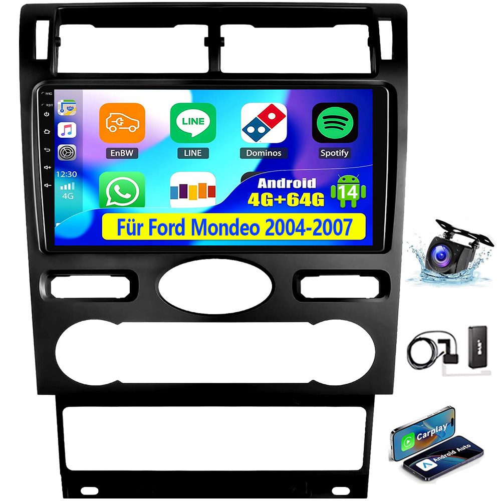 DAB+ 4+64G Android14 Carplay für Ford Mondeo 2004-07 GPS Navi RDS WIFI Autoradio