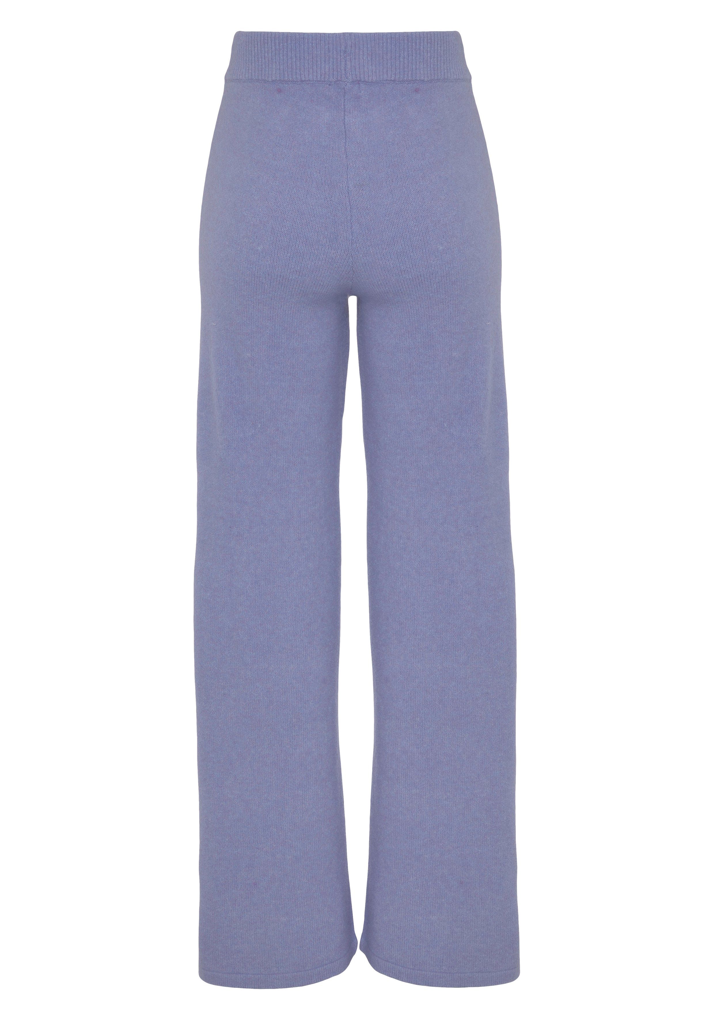 LASCANA Strickhose -Loungehose mit hellblau Loungewear Rippbündchen