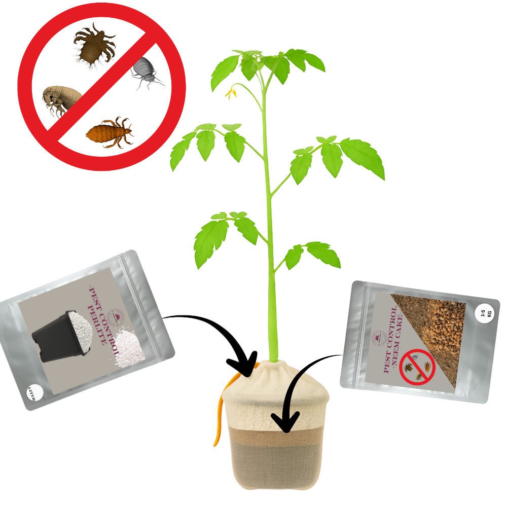 Purple Leafz Gartenpflege-Set BIOLOGICAL -PEST CONTROL- Perlite & NEEMCAKE + Schutzsack, trauermücken, thripse, blattlaus, spinnmilben