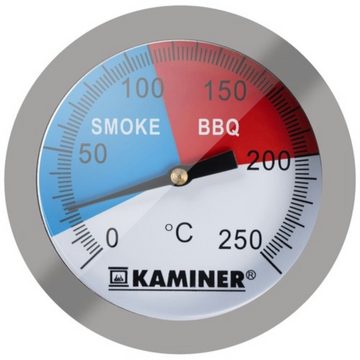 Kaminer Grillthermometer Thermometer für Grill, Analog Smoker Gasgrill Räucherofen 1-tlg., BBQ Grill Thermometer Edelstahl, Einbau Deckel bis 250°C