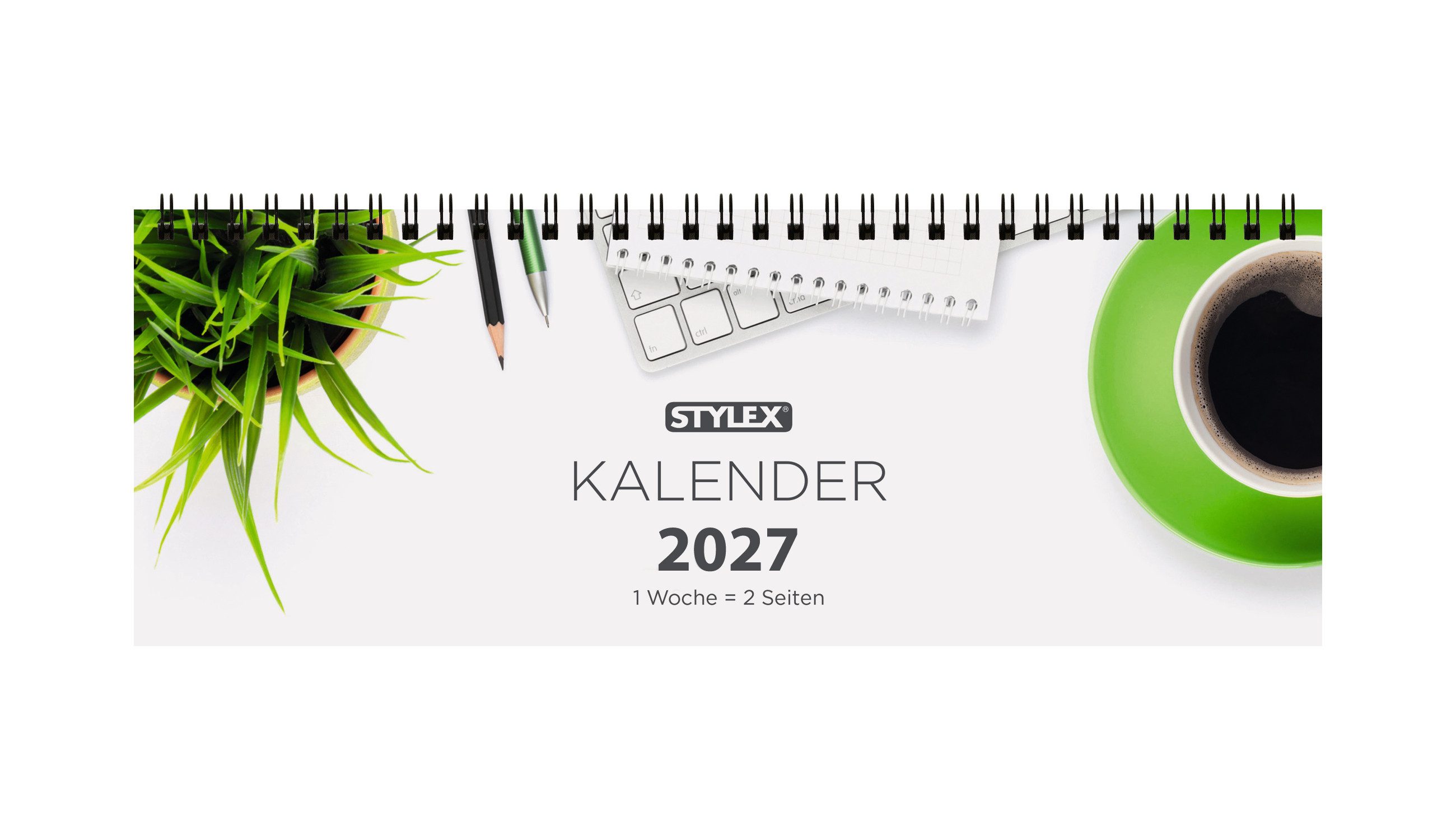 Stylex Schreibwaren Monatskalender Schreibtischquerkalender 2027 / 56 Blatt / 1 Woche = 2 Seiten