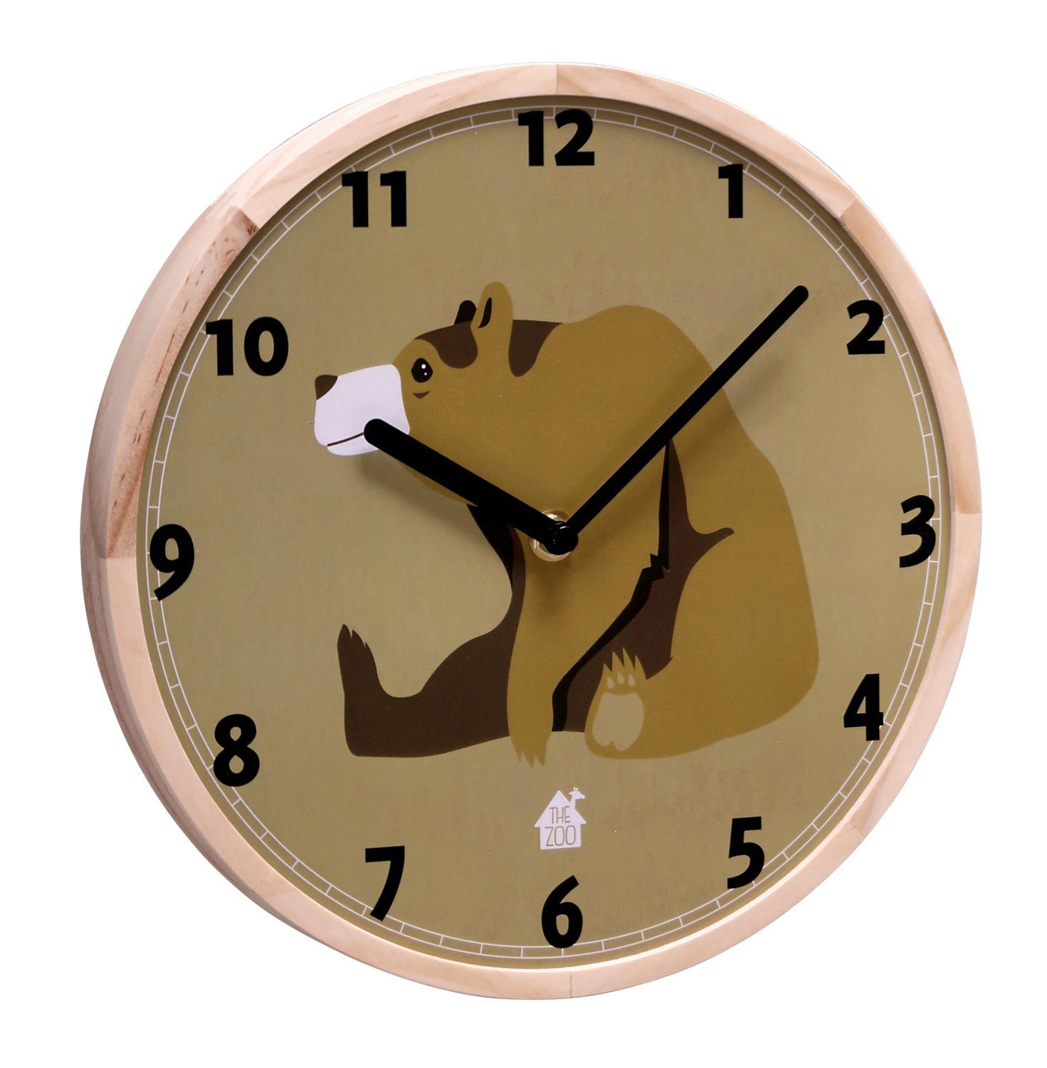 Capventure Wanduhr Auswahl - Capventure The Zoo Kinder Wanduhr Uhr Forest Animals Bär-Beige