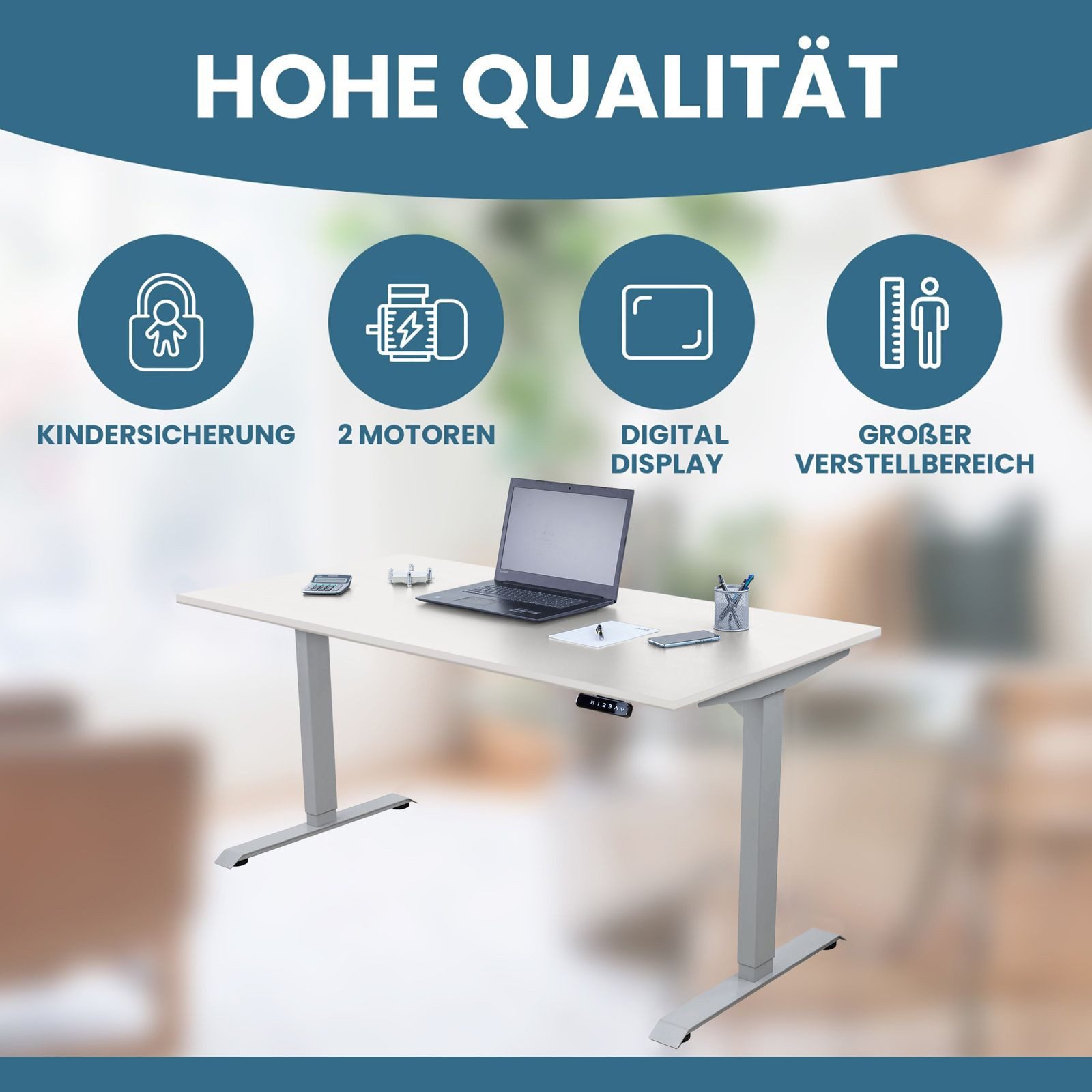 Schaff Schreibtisch elektrisch Premium höhenverstellbar ergonomisch 3 individuelle Höhe
