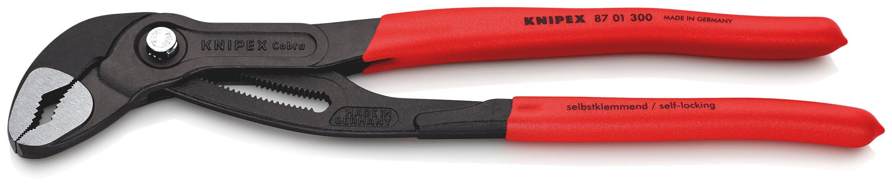 Knipex Wasserpumpenzange 87 01 300 Cobra® Hightech, 1-tlg., grau atramentiert, mit rutschhemmendem Kunststoff überzogen 300 mm