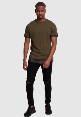 URBAN CLASSICS Langarmshirt Urban Classics Herren Long Shaped Camo Inset Tee (1-tlg)